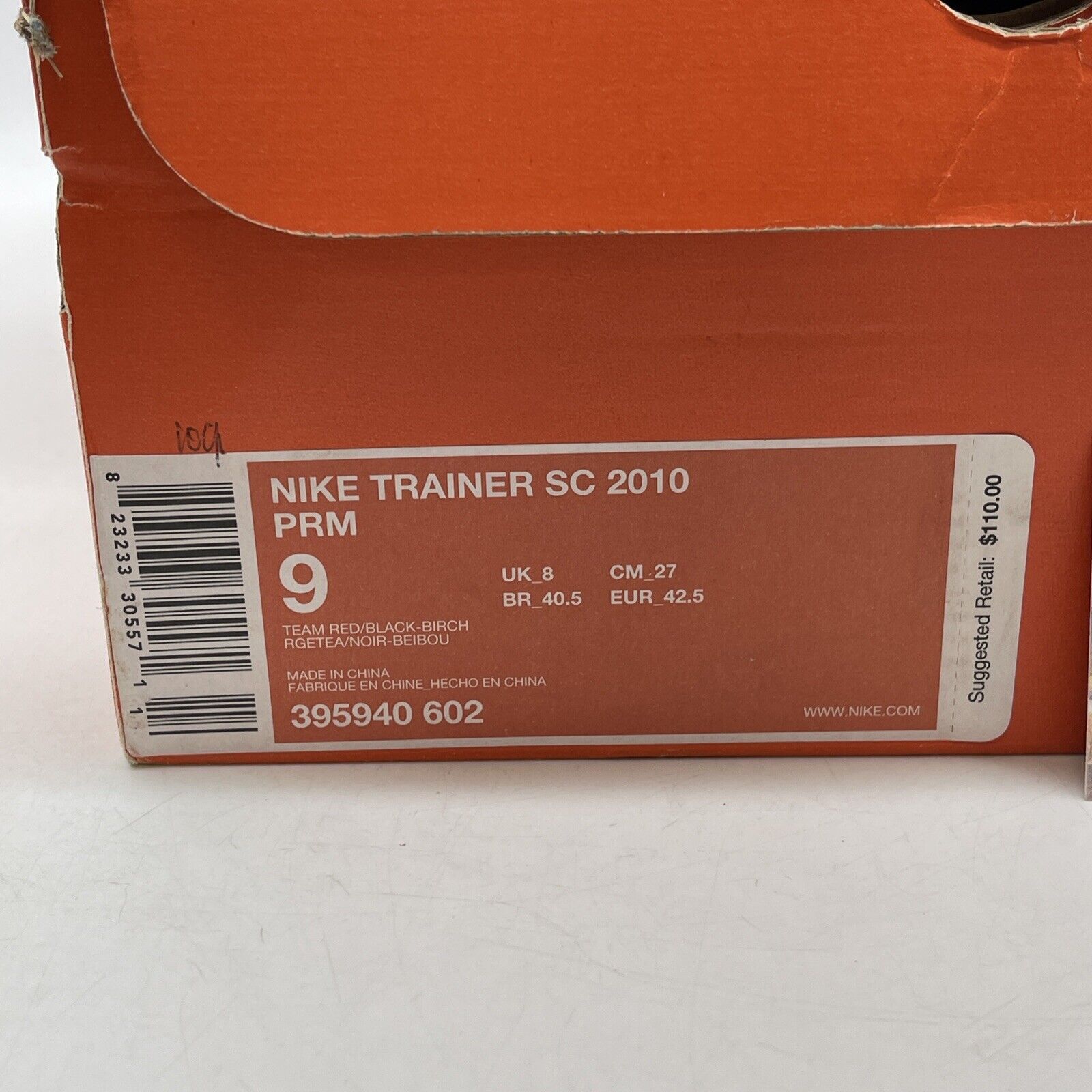 Size 9 - Nike Air Trainer SC 2010 Premium Bo Knows Pack - Team Red (395940-602)