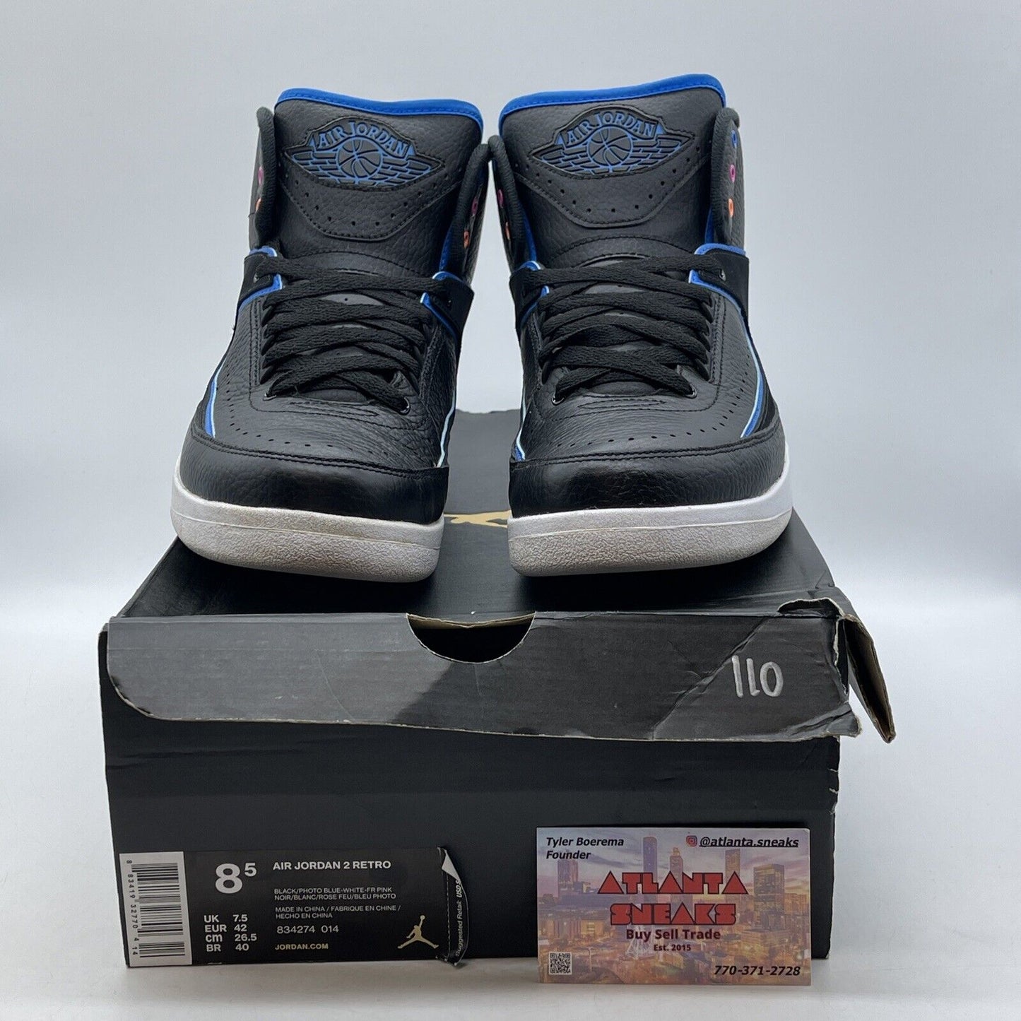 Size 8.5 - Air Jordan 2 Retro Radio Raheem Black Blue White (834274-014)