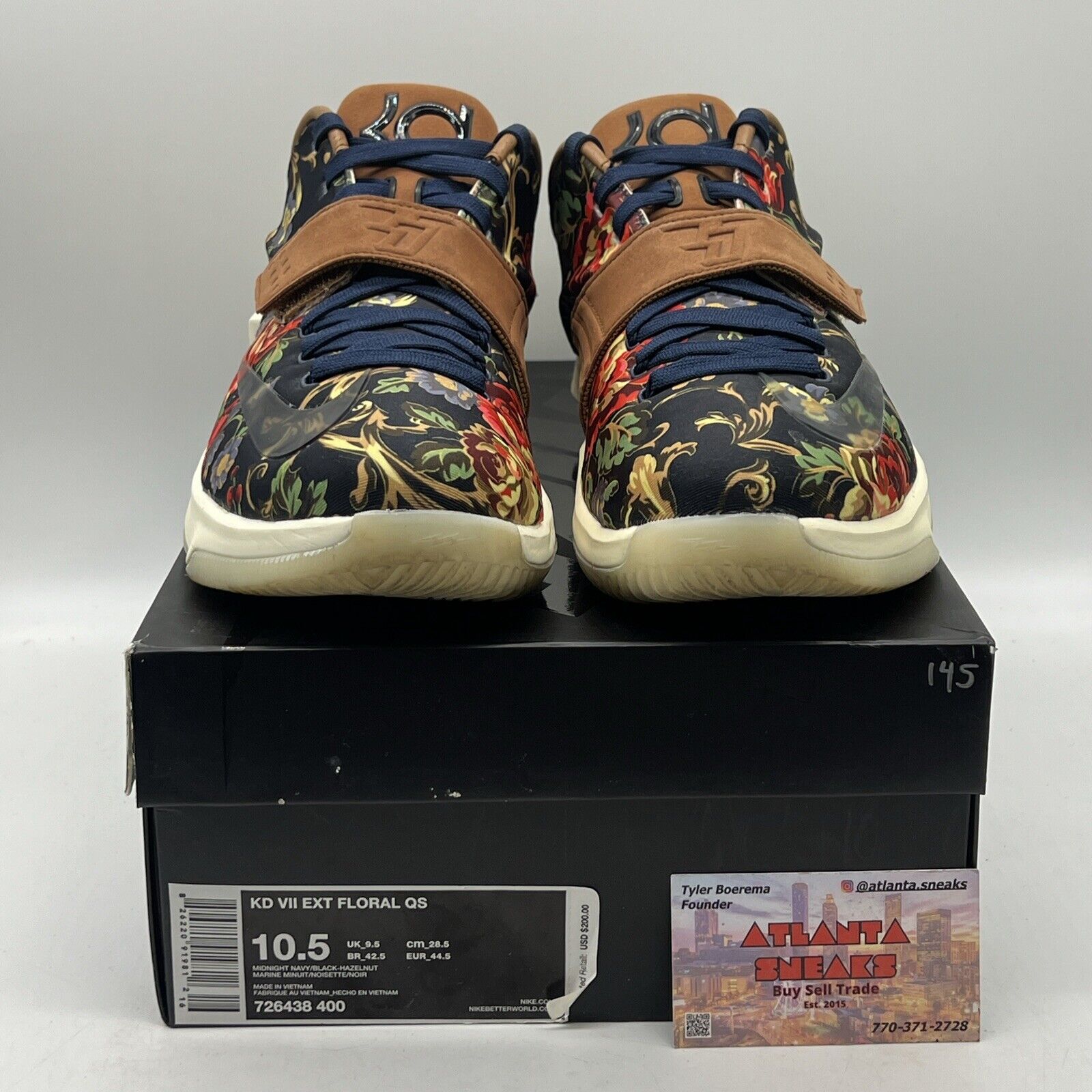 Size 10.5 - Nike KD 7 EXT QS Floral Navy Brown White (726438-400)