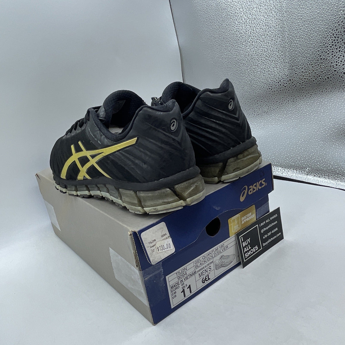 Size 11 - Asics Black Running Gel Quantum 180 (T5J7N)