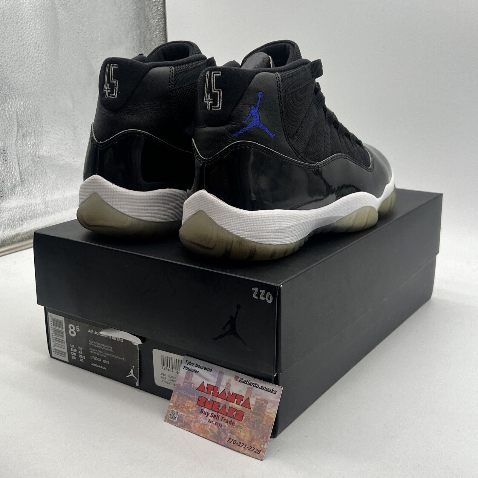 Size 8.5 - Jordan 11 Retro High Space Jam Black White Blue Leather (378037-003)