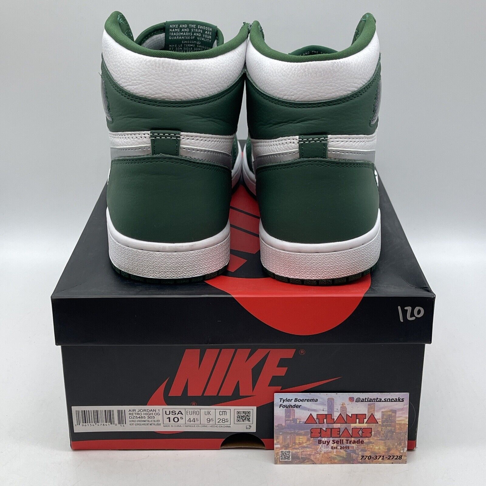 Size 10.5 - Jordan 1 Retro OG High Gorge Green White Silver Leather (DZ5485-303)