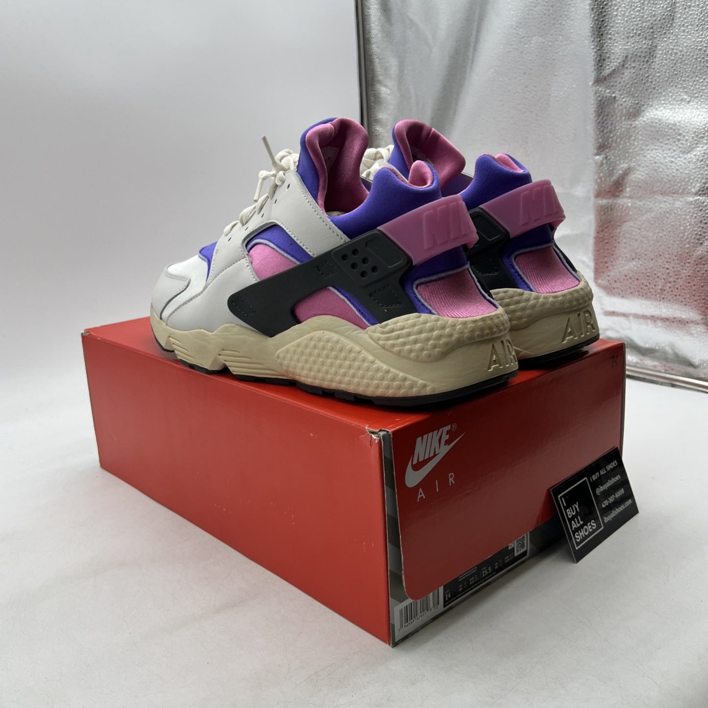 Size 14 -Nike Air Huarache Run PRM Playful Pink Blue Joy Sail White (FB9697-001)