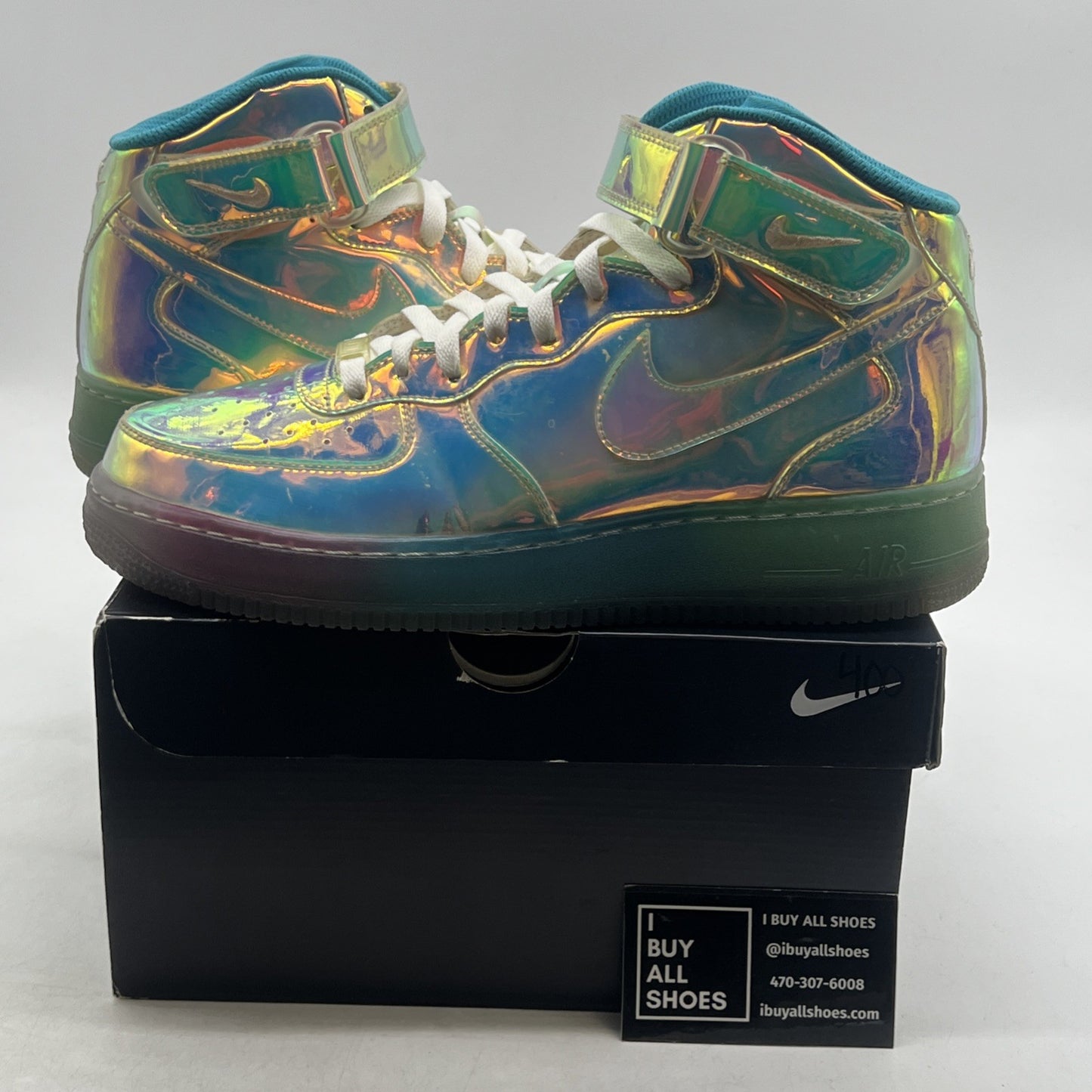 Size 9.5 -Nike Air Force 1 Mid Iridescent ID Blue Multicolor/Violet (779425-991)