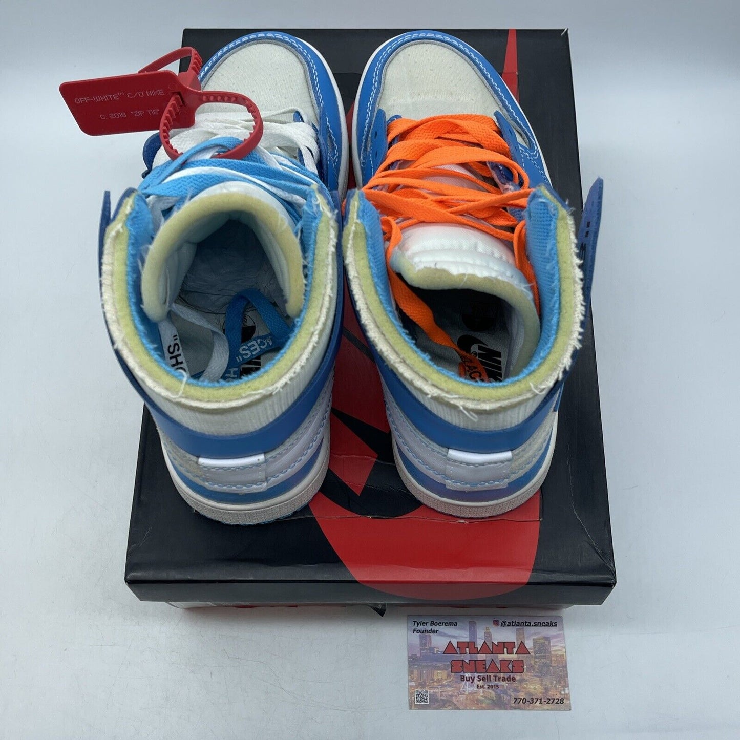 Size 7 - Jordan 1 Retro OG x Off-White High UNC White Blue Red (AQ0818-148)