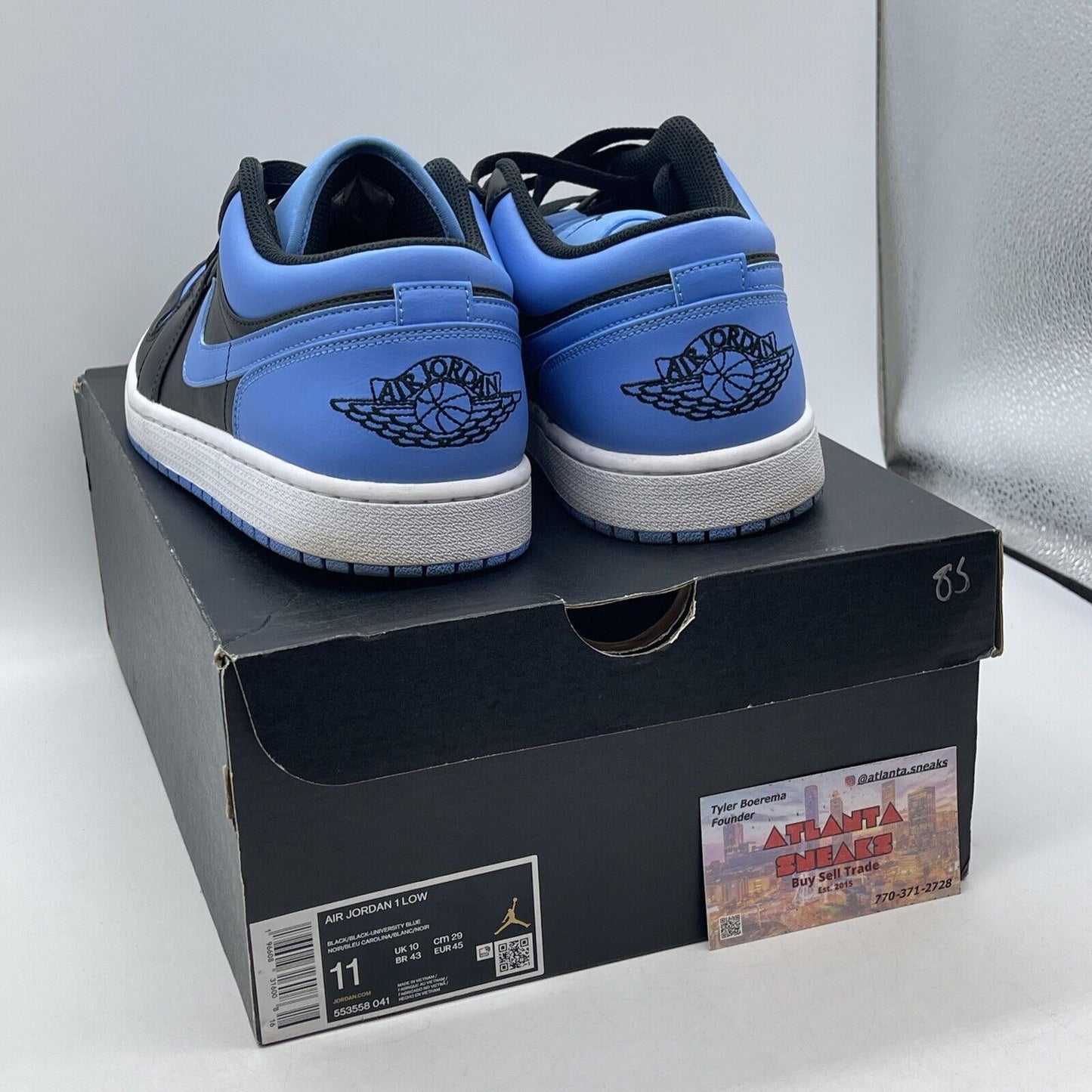 Size 11 - Air Jordan 1 Low University Blue White black Leather (553558-041)