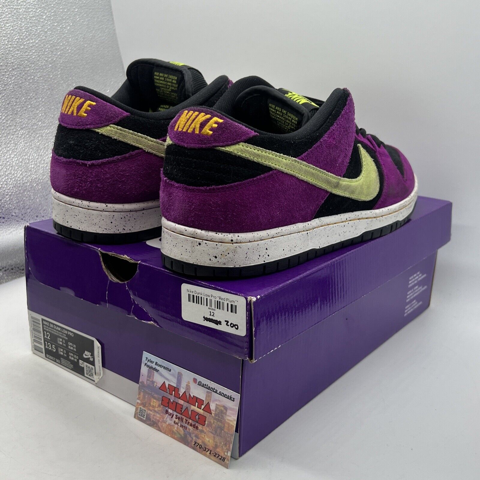 Size 12 - Nike Dunk Pro SB Low Red Plum Black Purple Suede White (BQ6817-501)