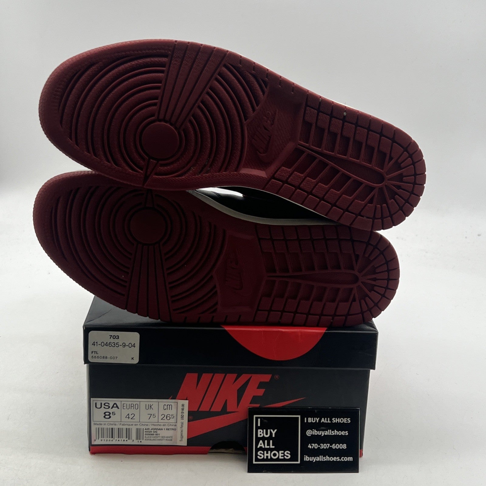 Size 8.5 - Air Jordan 1 Retro OG High Banned, Bred (555088-001)
