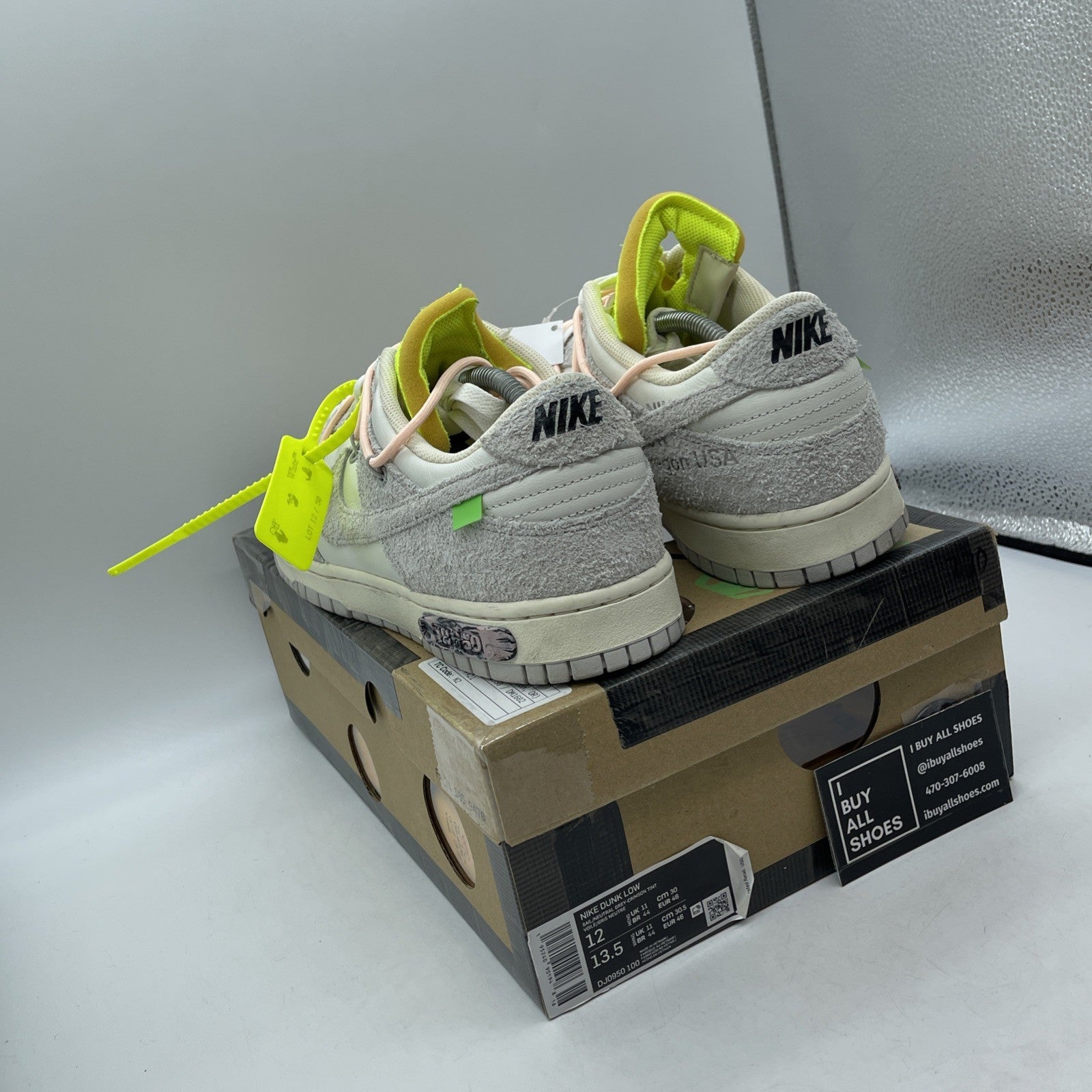 Size 12 - Nike Off-White x Dunk Low Lot 12 of 50 Grey Suede (DJ0950-100)