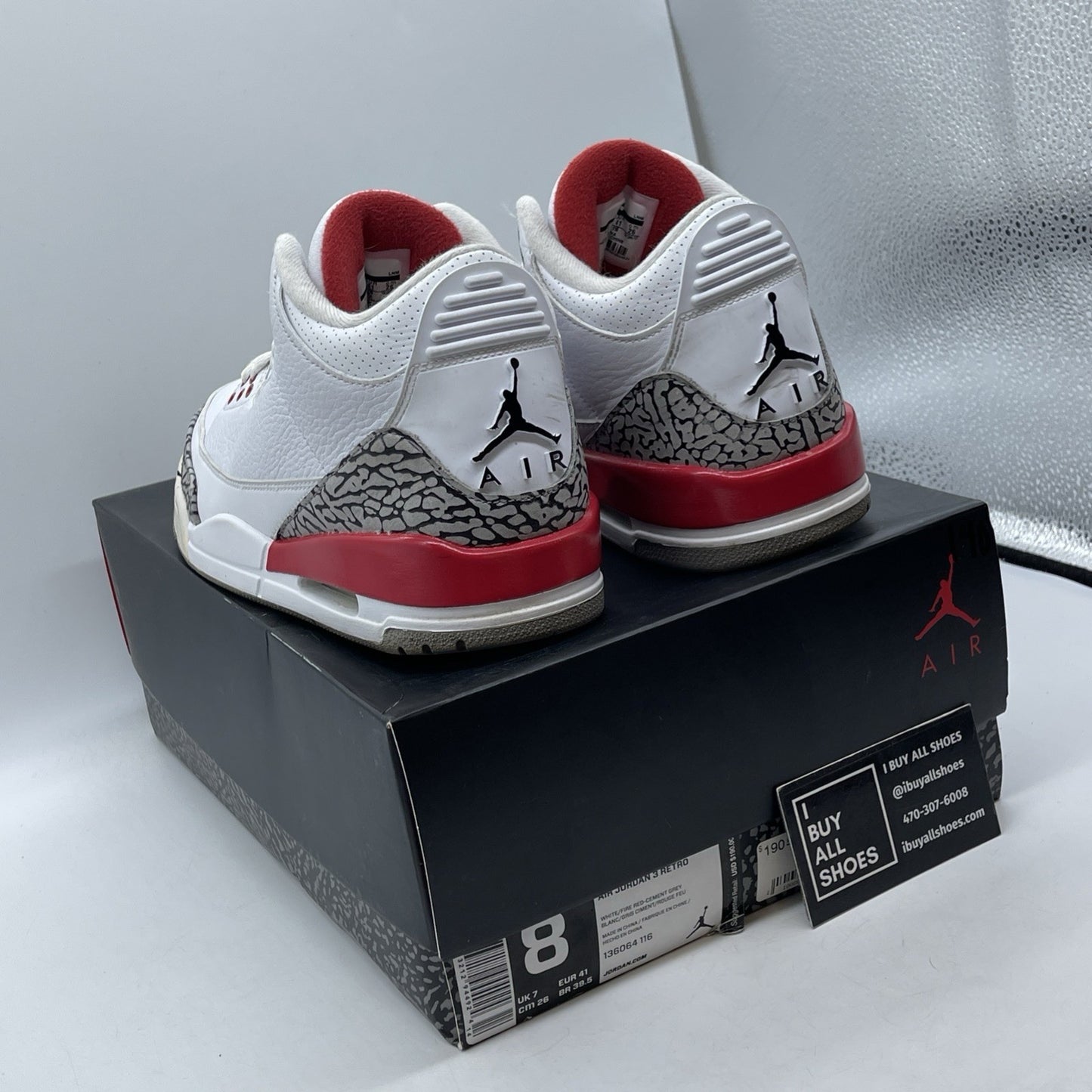 Size 8 - Jordan 3 Retro Hall of Fame 2018 Grey White Suede Leather (136064-116)