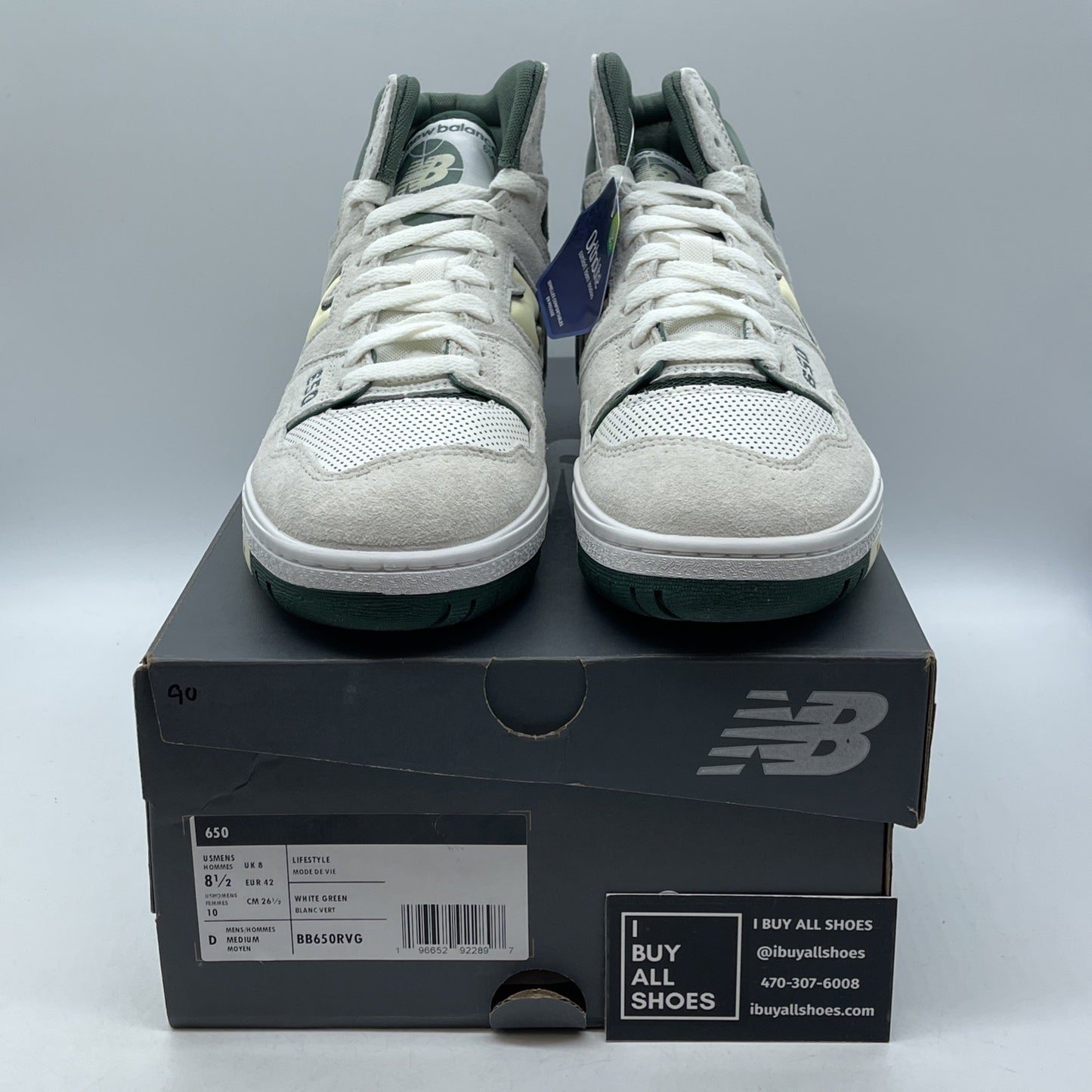 Size 8.5 - New Balance 650R Sea Salt Nightwatch Green White (BB650RVG)