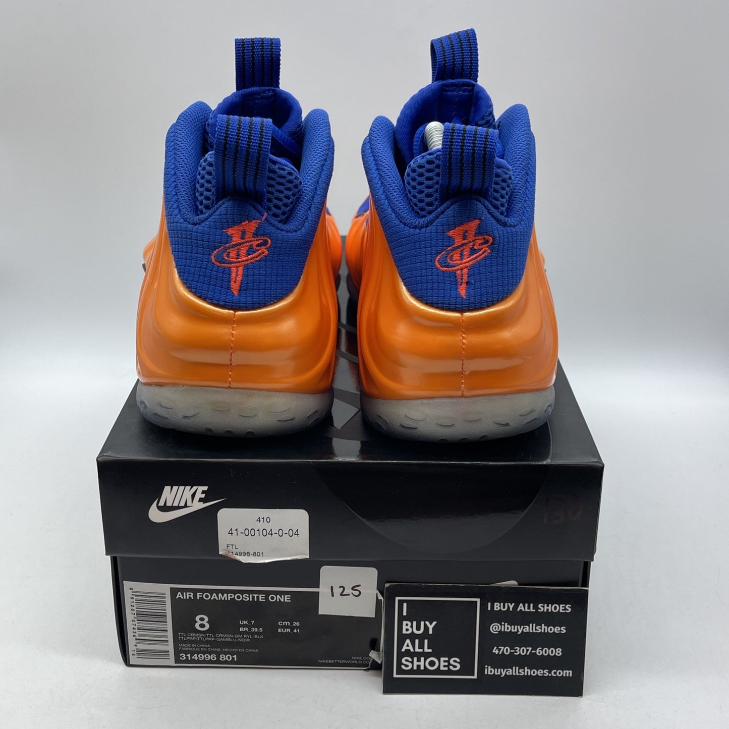 Size 8 - Nike Air Foamposite One Knicks Orange Blue Suede Leather (314996-801)