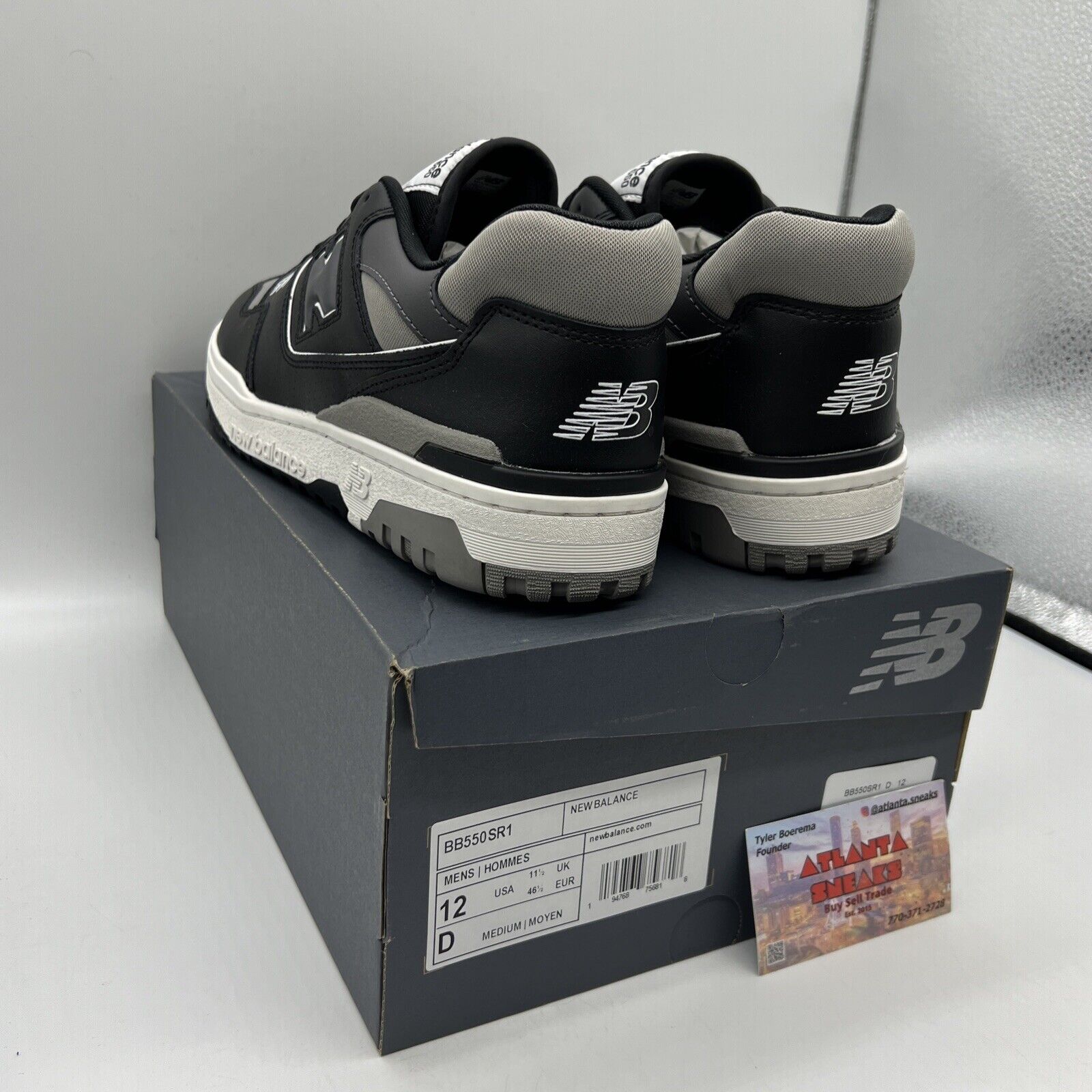 NEW BALANCE MENS BRAND NEW BB550SR1 SNEAKERS SIZE 12 BLACK/GREY