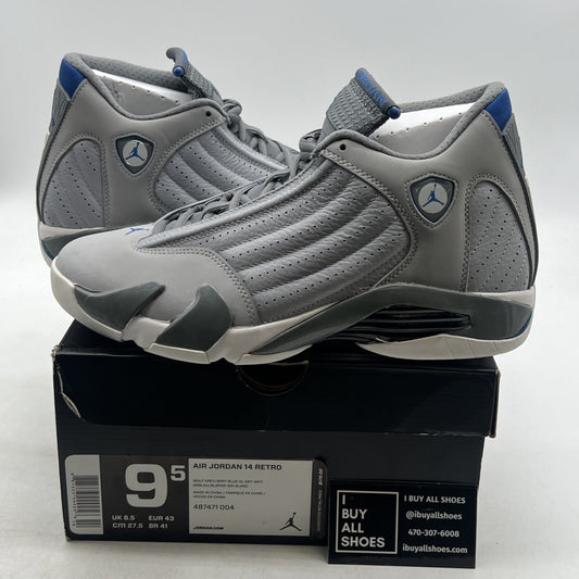 Size 9.5 - Air Jordan 14 Retro Wolf Grey (487471-004)