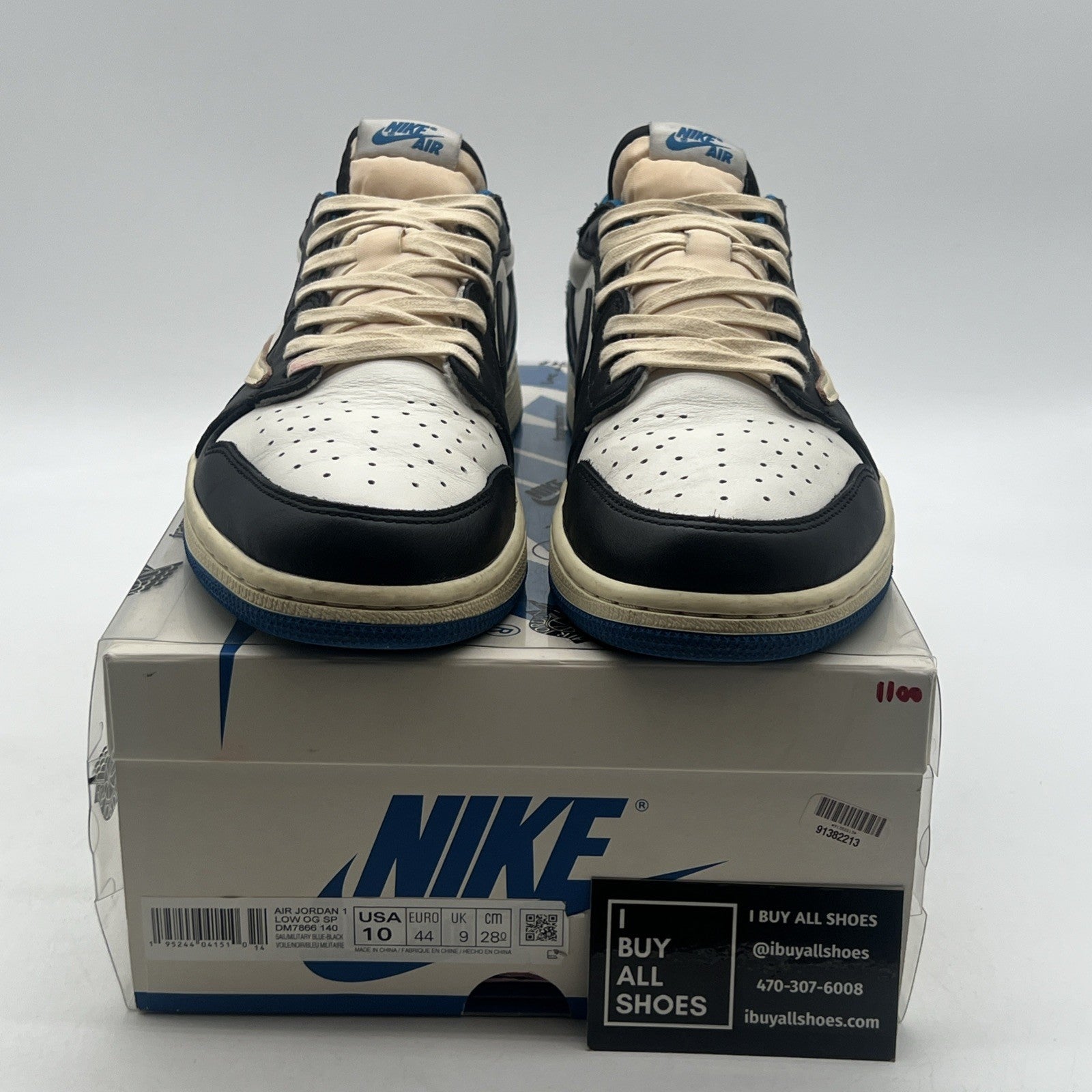 Size 10 - Air Jordan 1 Retro x Fragment Design x Travis Scott Low Blue