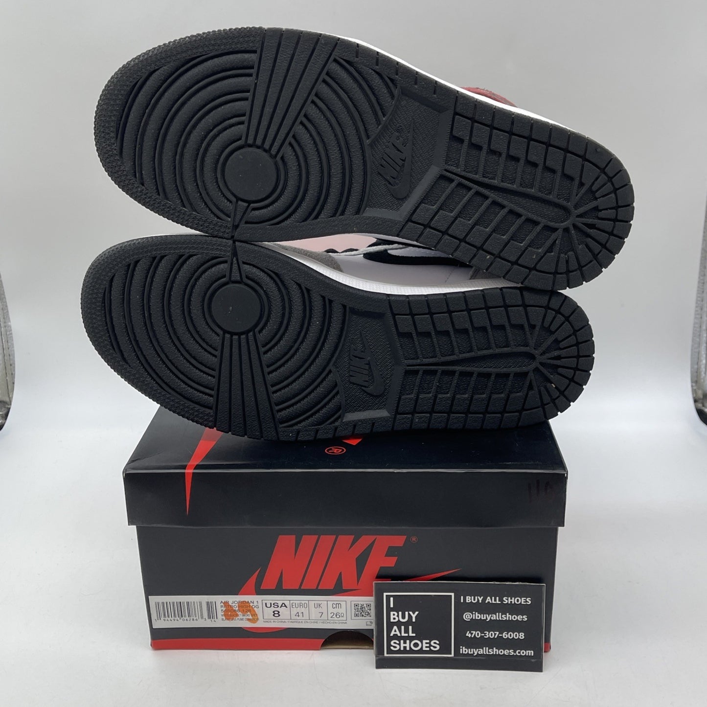 Size 8 - Jordan 1 Retro High OG Smoke Gray Red White Suede Leather (555088-126)