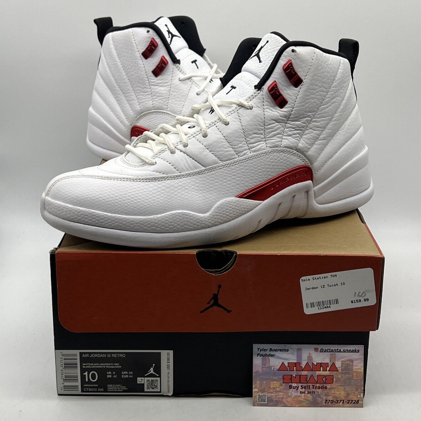 Size 10 - Air Jordan 12 Retro Twist White Red Black Leather (CT8013-106)