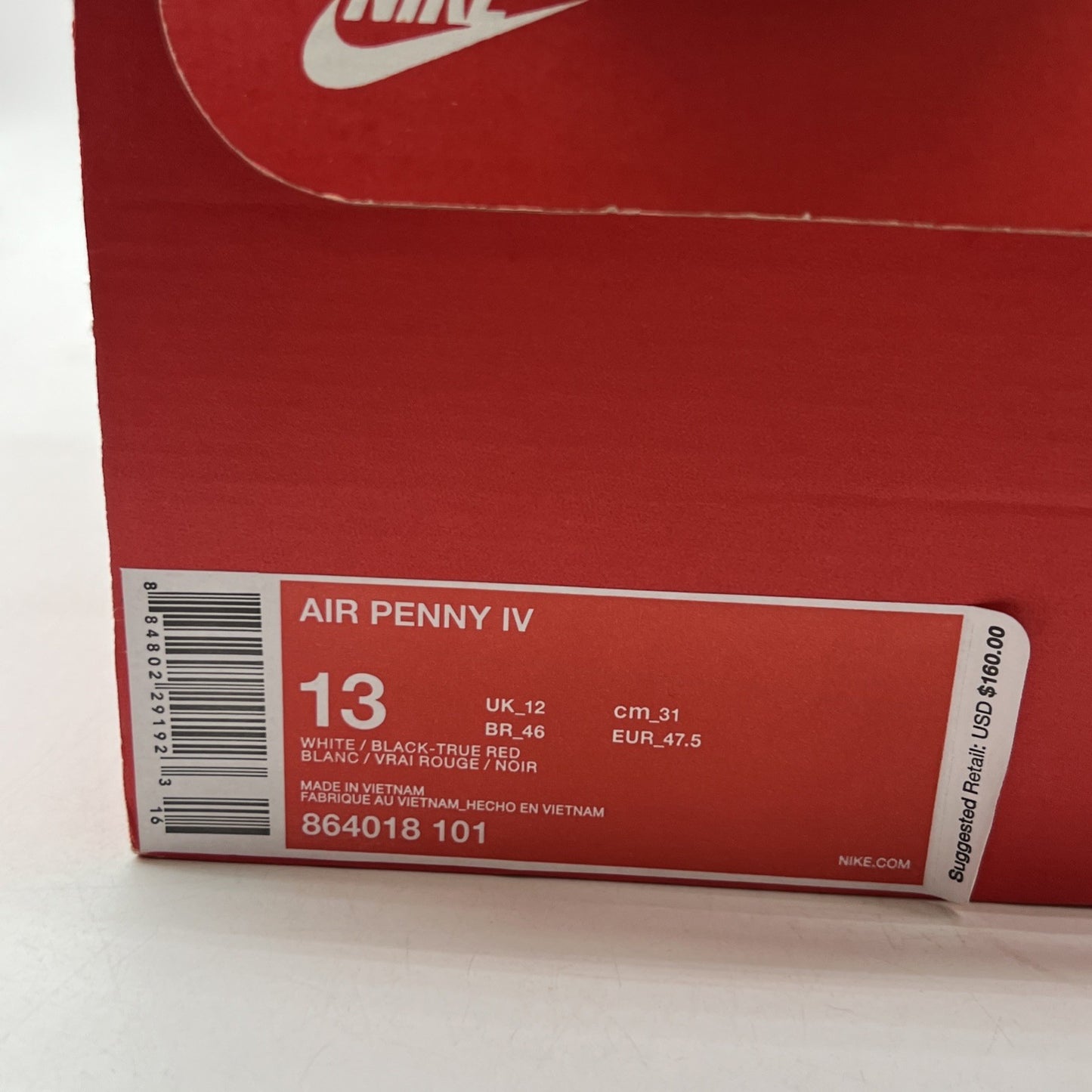 Size 13 - Nike Air Penny 4 True Red (864018-101)