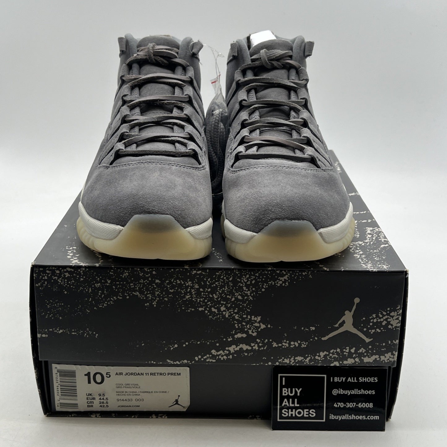 Size 10.5 - Air Jordan 11 Retro Premium Grey Suede (914433-003)