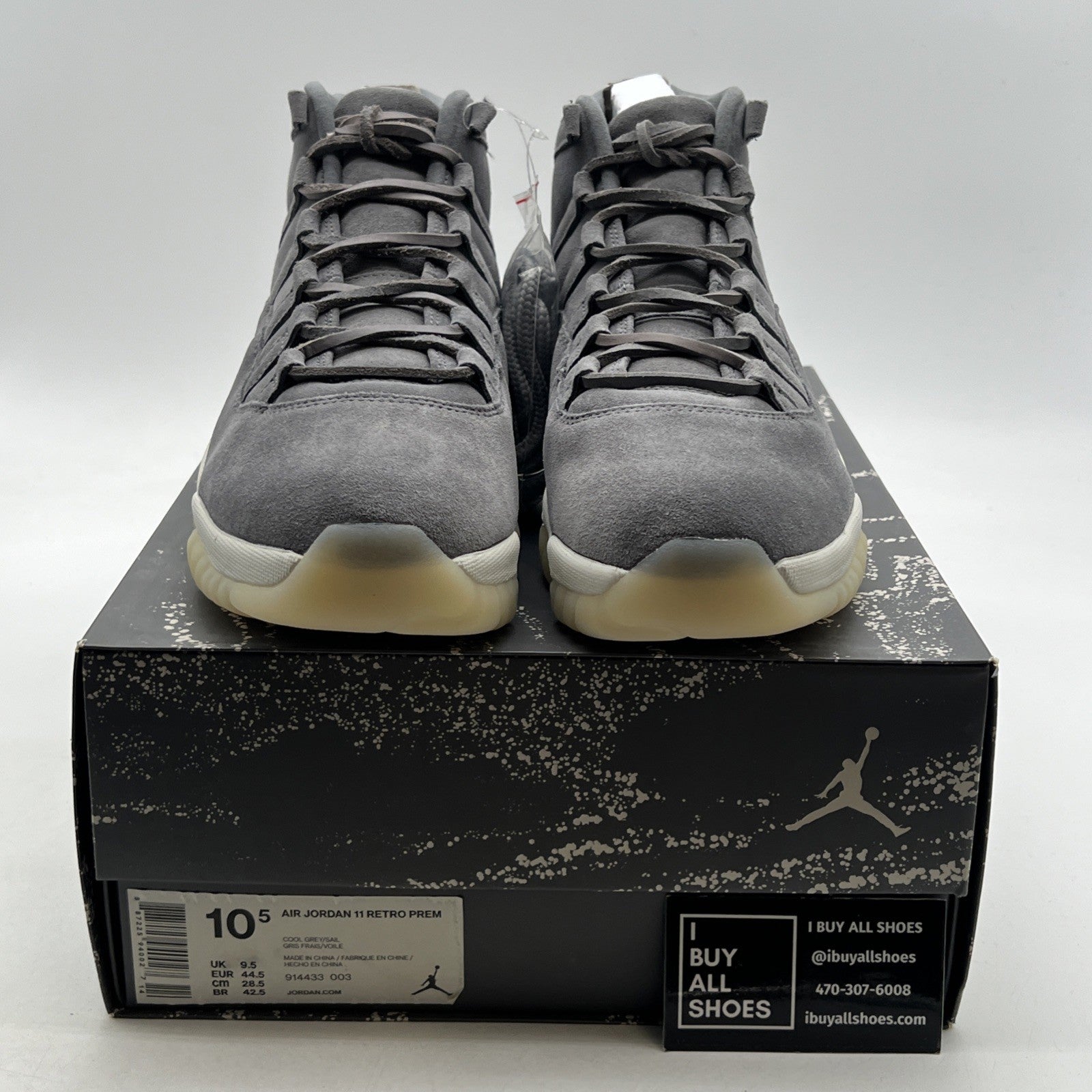Size 10.5 - Air Jordan 11 Retro Premium Grey Suede (914433-003)