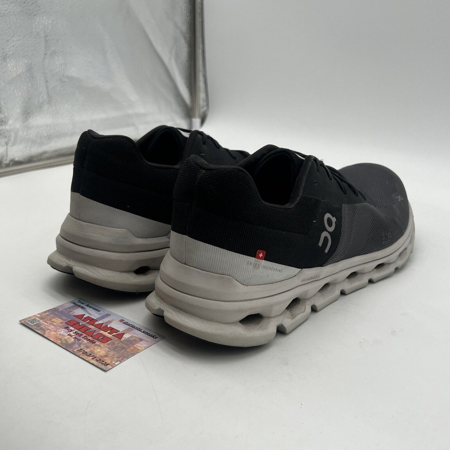 Size 12 - On Cloudrunner Running Shoes Black Gray Sneakers Athletic Casual