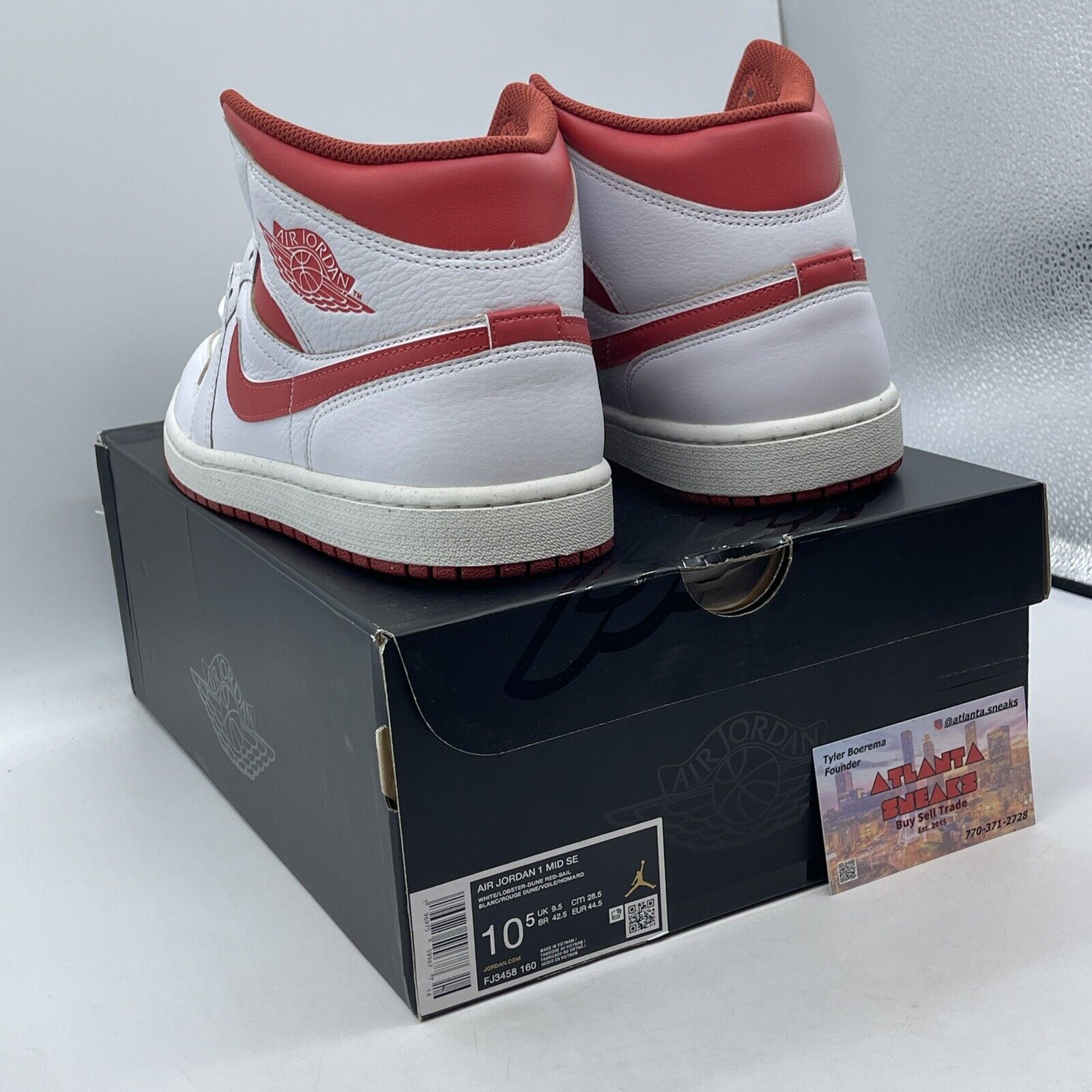 Size 10.5 - Air Jordan 1 Mid SE White Dune Red Leather (FJ3458-160)