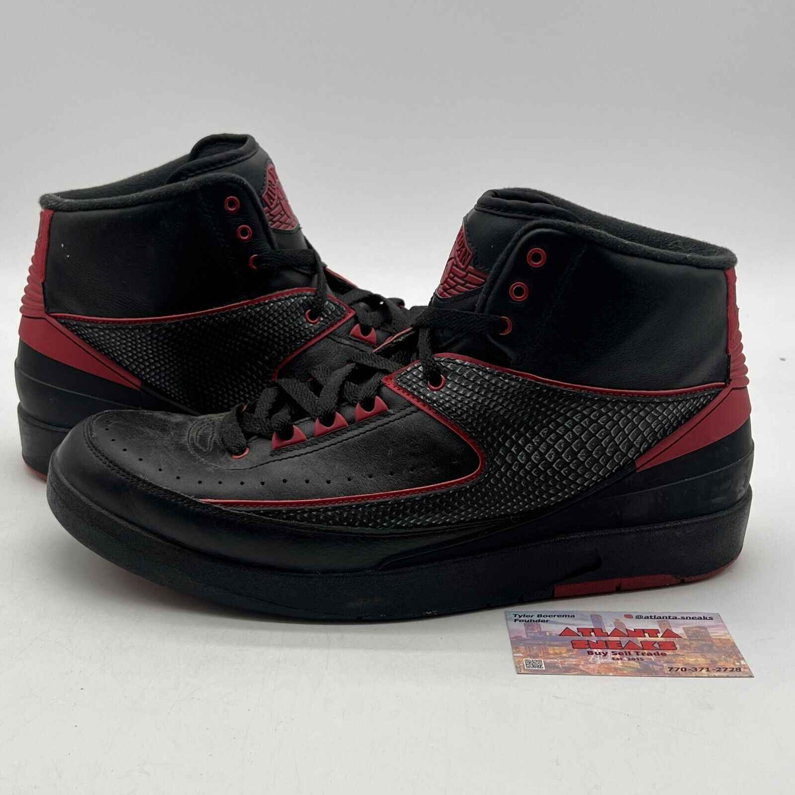 Size 12 - Air Jordan 2 Retro Alternate 87 Black Red Leather (834274-001)