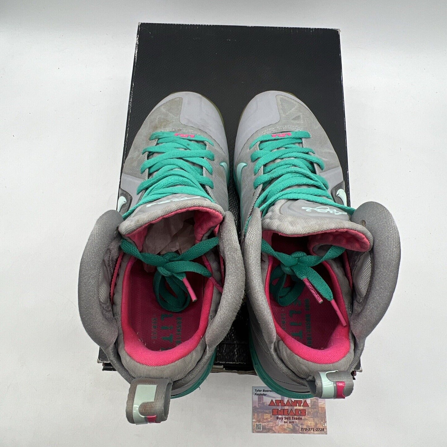 Size 9 - Nike LeBron 9 P.S. Elite South Beach Grey Pink Aqua (516958-001)