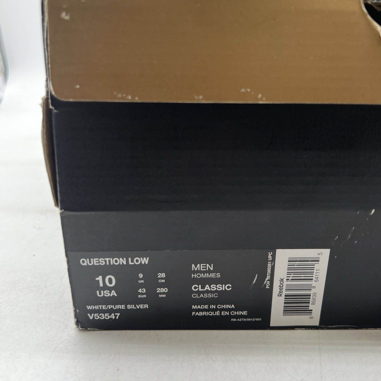 Size 10 - Reebok Question Low White (V53547)