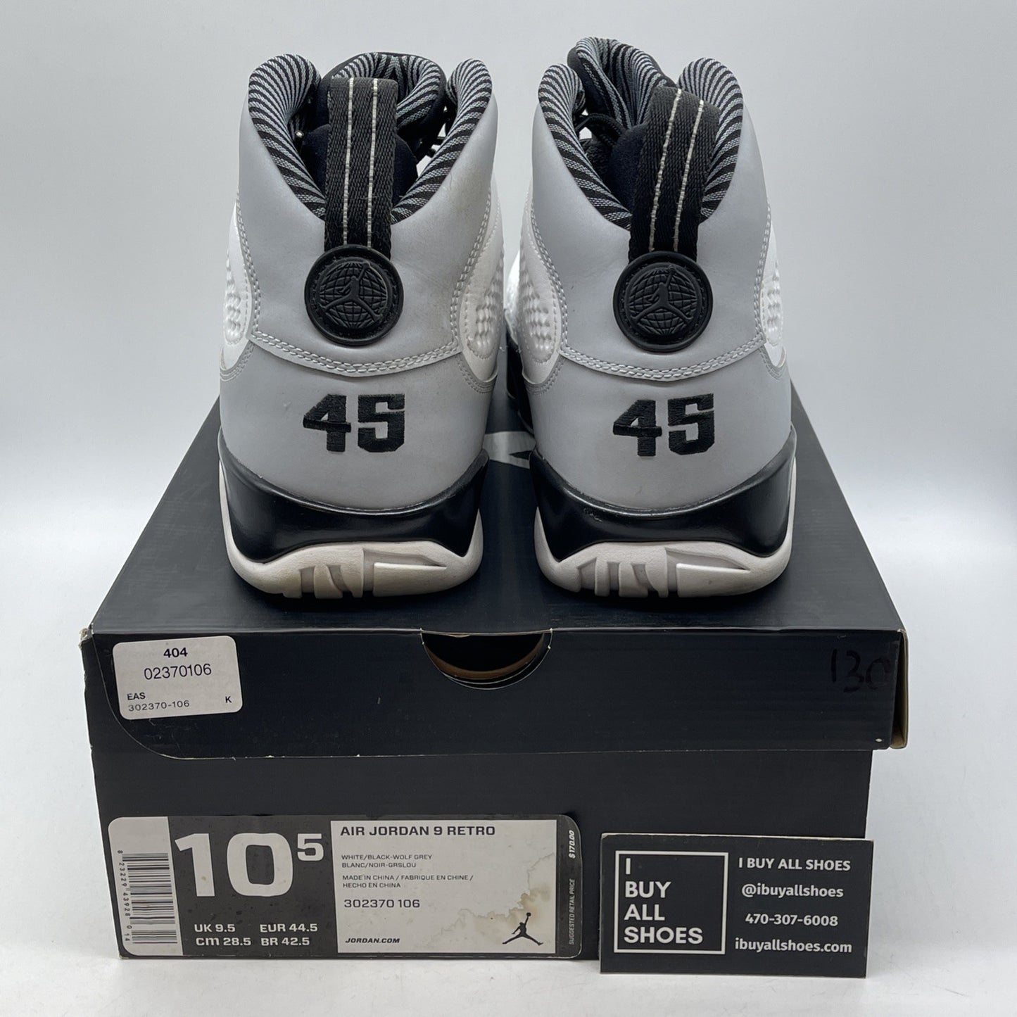 Size 10.5 - Air Jordan 9 Retro Barons Grey Black Suede Leather (302370-106)