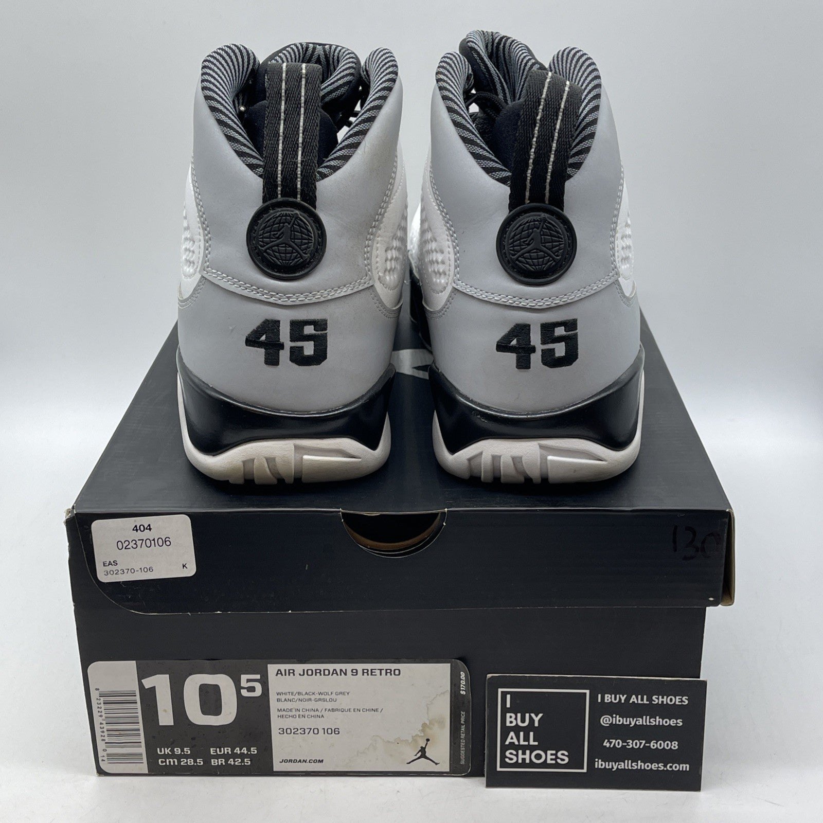 Size 10.5 - Air Jordan 9 Retro Barons Grey Black Suede Leather (302370-106)