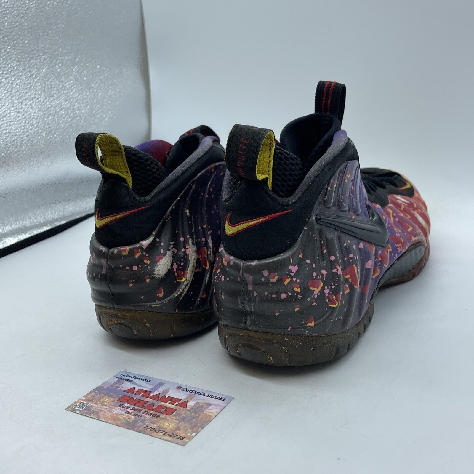 Size 10.5 - Nike Air Foamposite Pro Prm Area 72 Yellow Purple Red (616750-600)