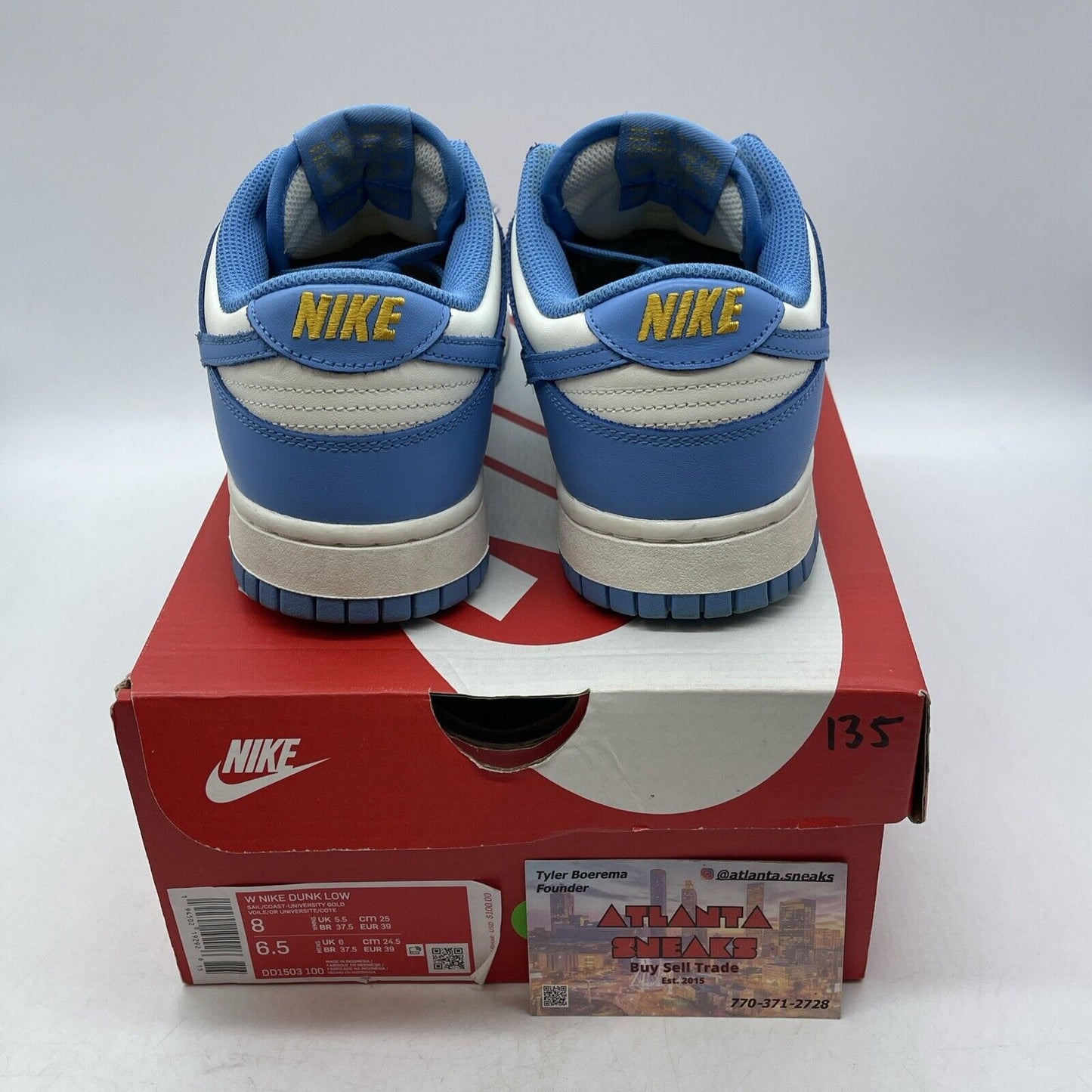 Size 8W - Nike Dunk Low Coast White Blue Gold Leather (DD1503-100)