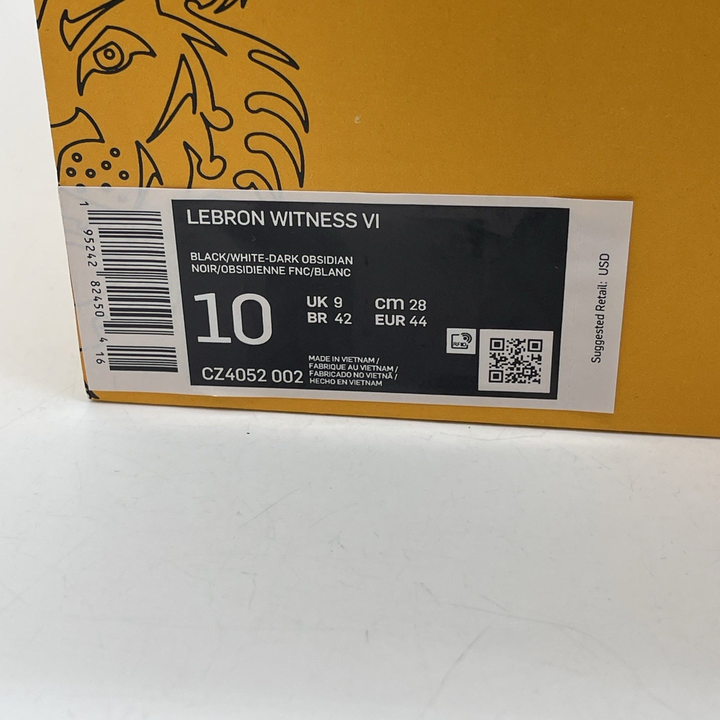 Size 10 - Nike LeBron Witness 6 Black Dark Obsidian (CZ4052-002)