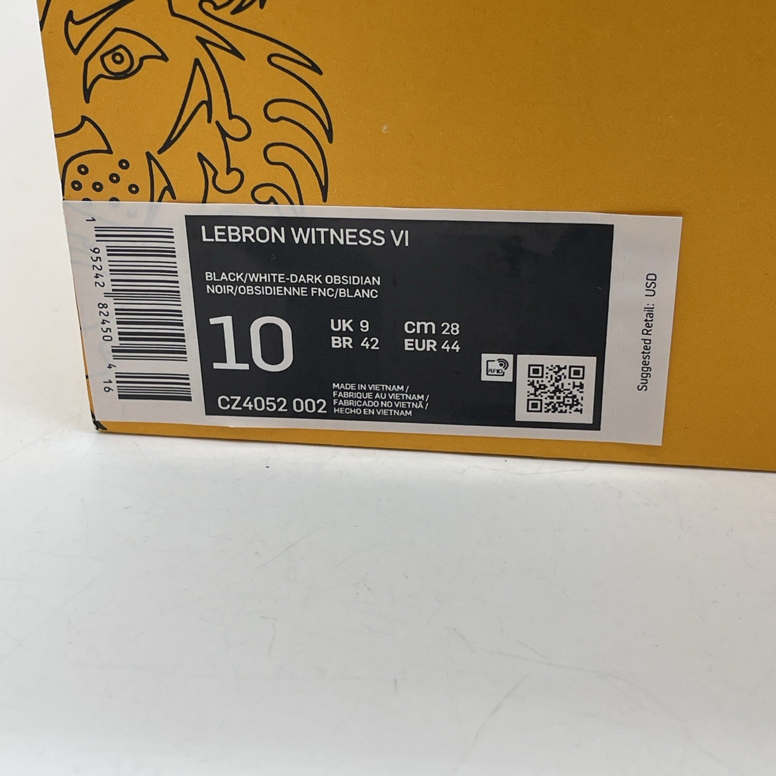 Size 10 - Nike LeBron Witness 6 Black Dark Obsidian (CZ4052-002)