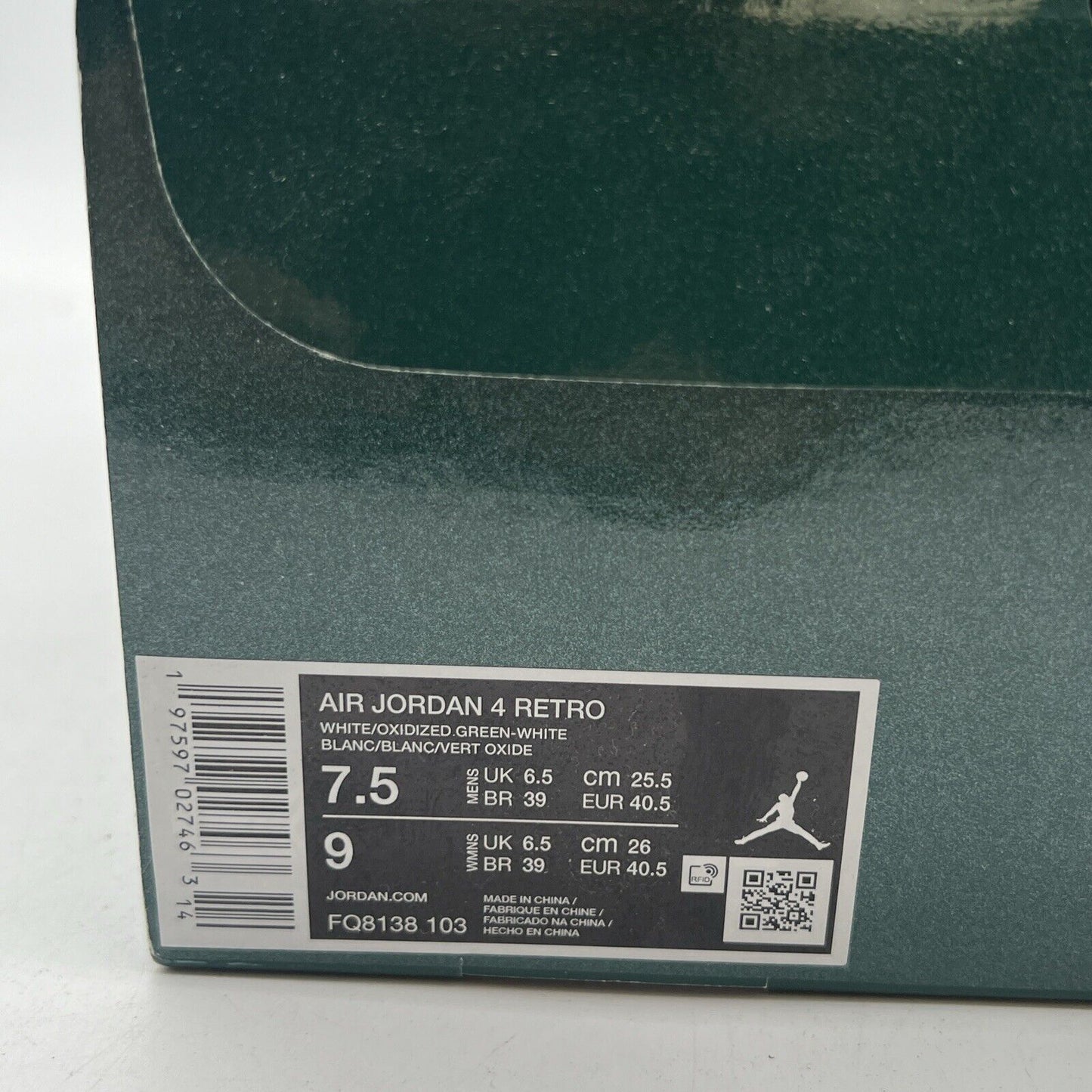 Size 7.5 - Air Jordan 4 Retro Oxidized Green (FQ8138-103)