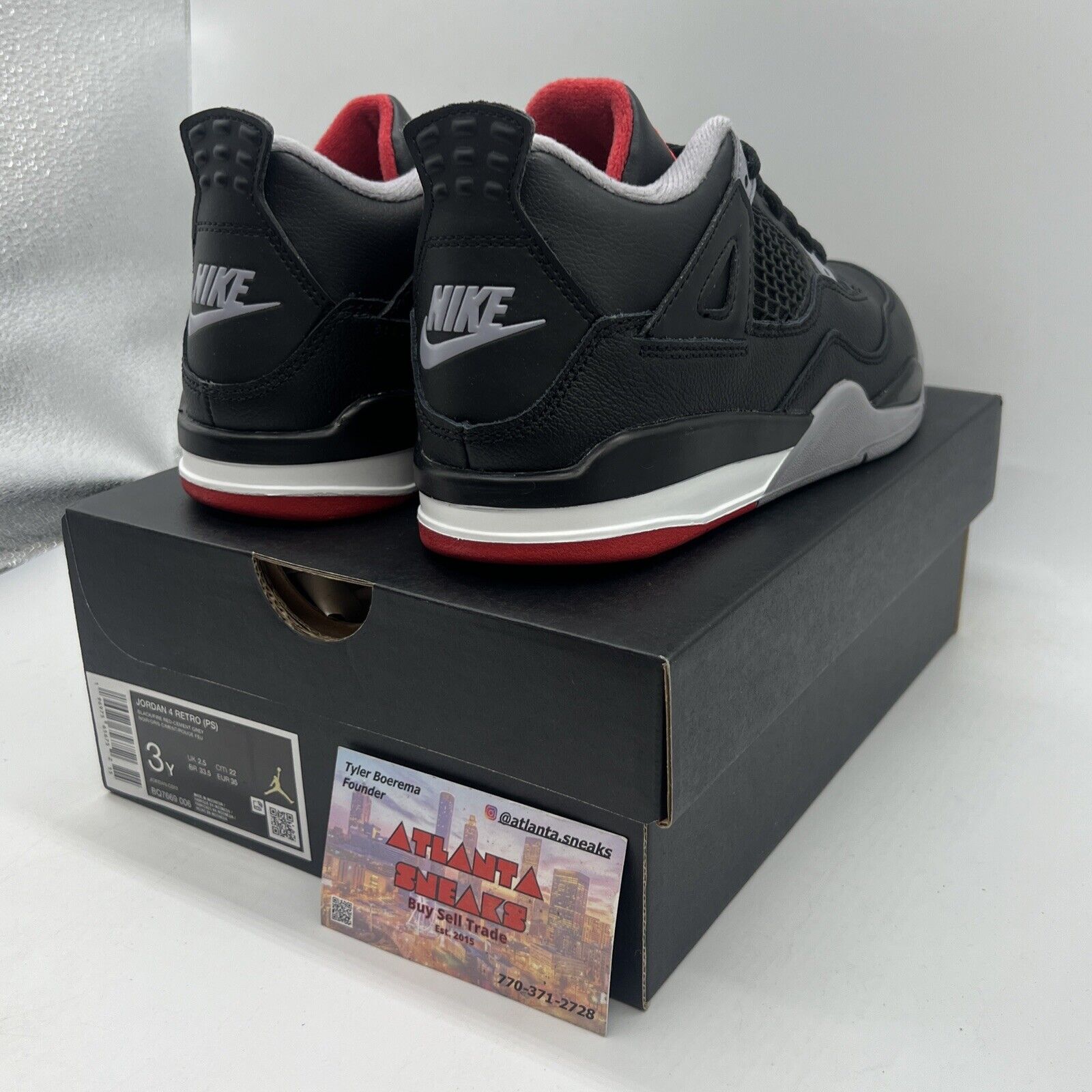 New Air Jordan 4 Retro (PS) Size 3Y 'Bred Reimagined' [BQ7669-006] Brand New