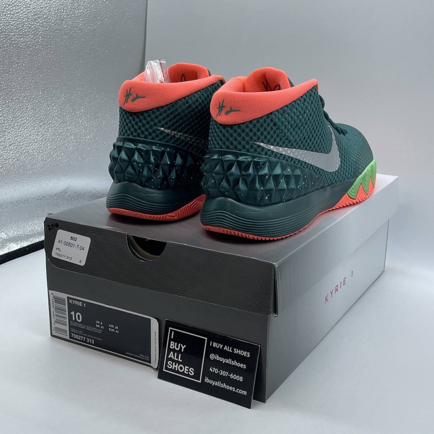 Size 10 - Nike Kyrie 1 Flytrap Green Silver Suede Leather (705277-313)