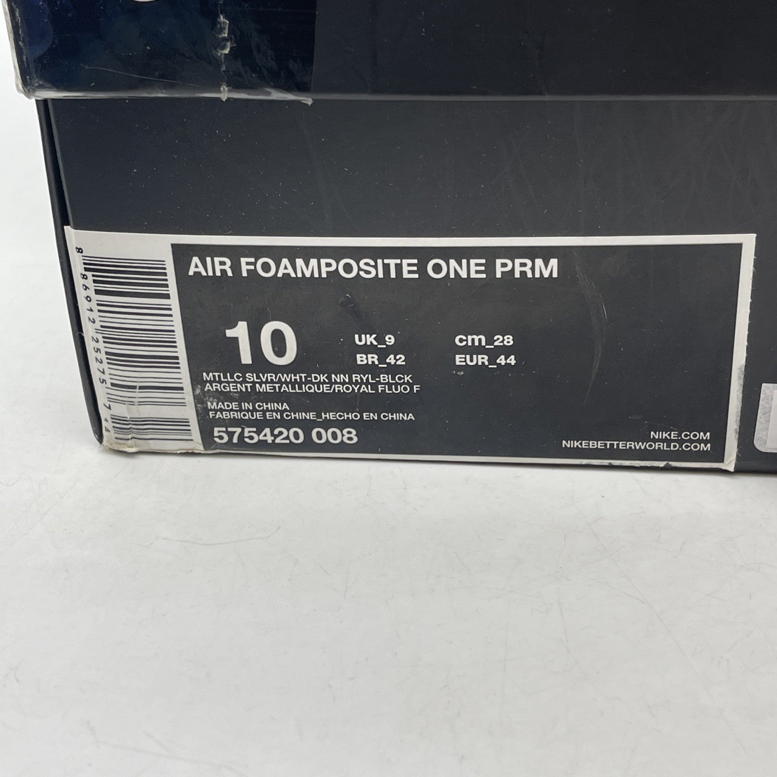 Size 10 - Nike Air Foamposite One PRM Blue Mirror Black Suede (575420-008)