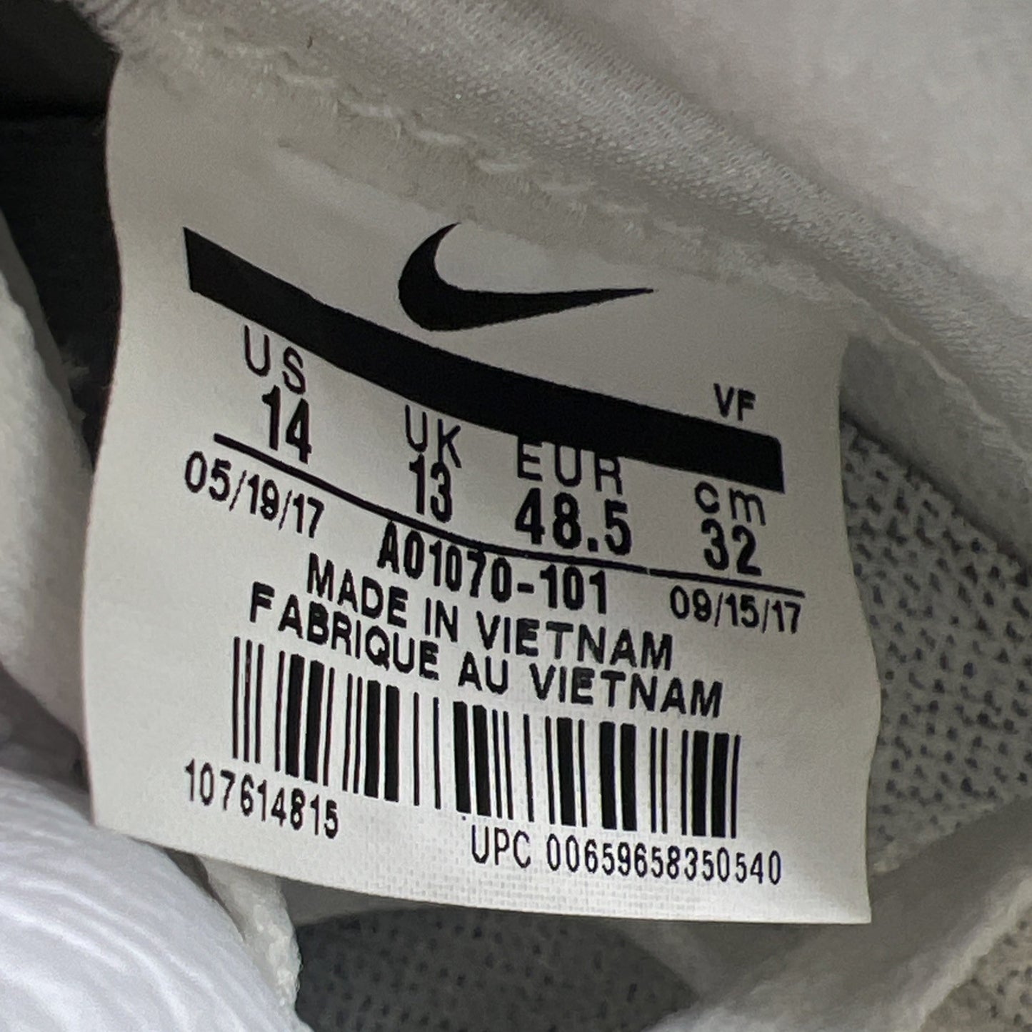Size 14 - Nike Roc-A-Fella x Air Force 1 2017 AF100 (AO1070-101)