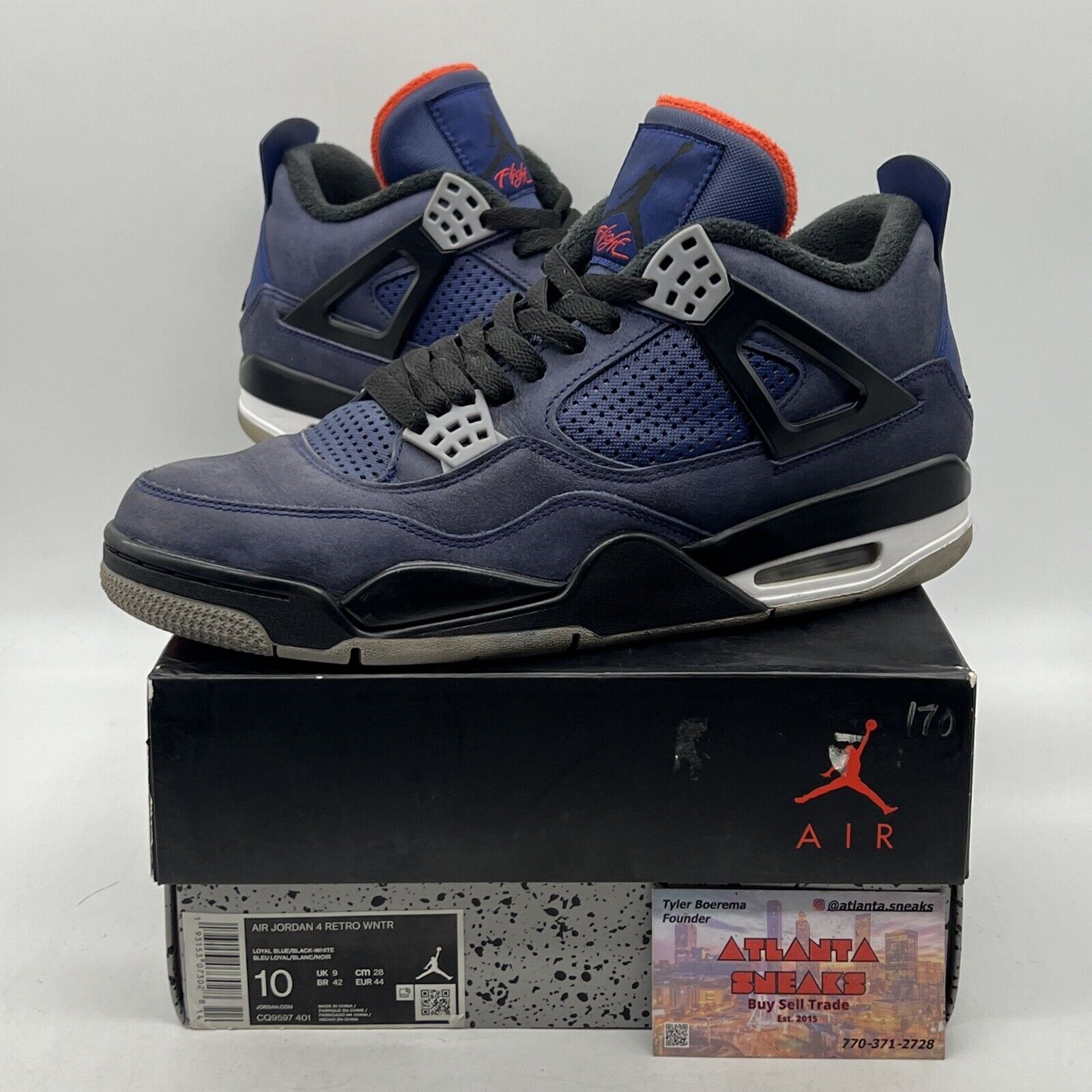 Size 10 - Jordan 4 Winter Loyal Blue 2019 Black Red Blue (CQ9597-401)