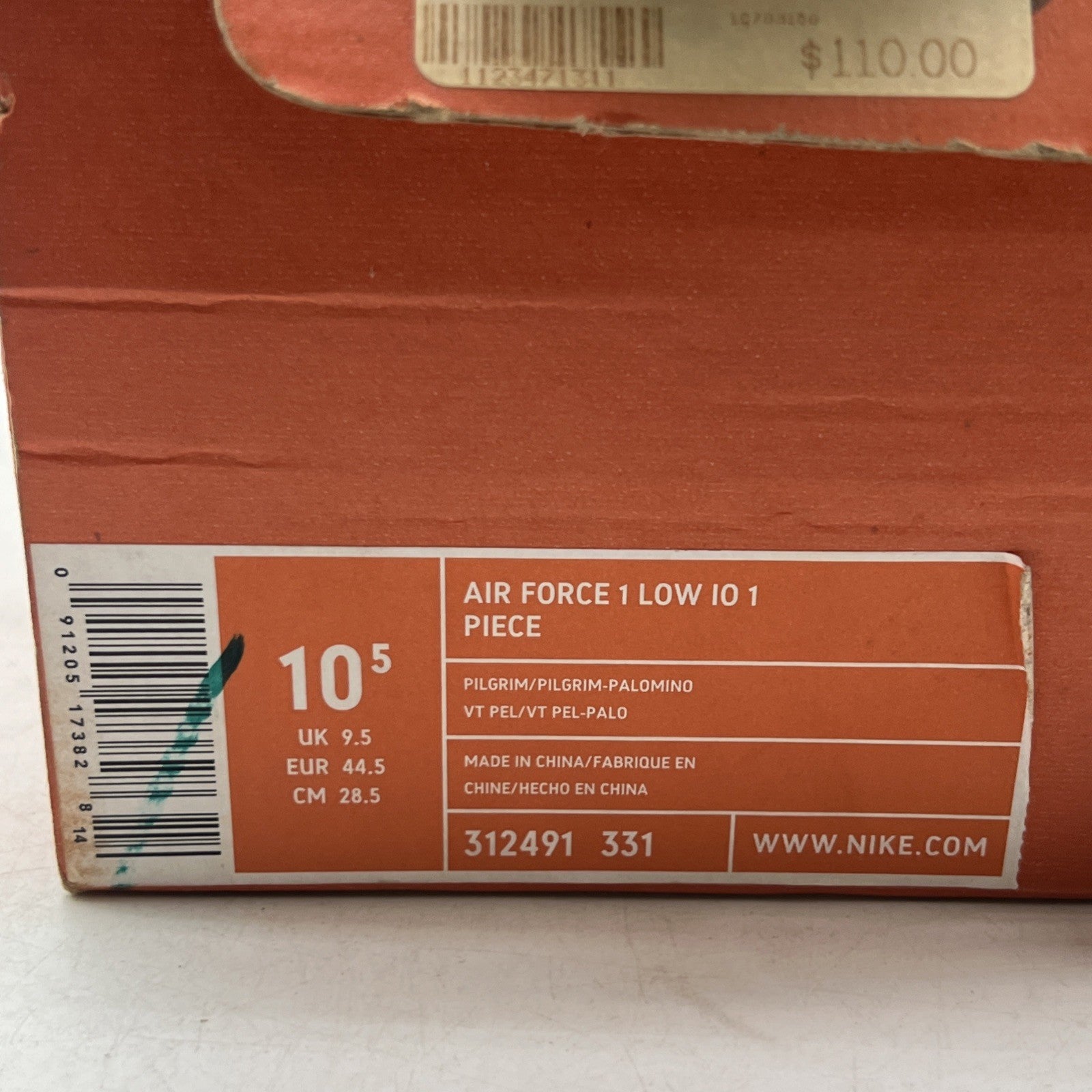 Size 10.5 - Nike Air Force 1 IO 1 Piece Low Brown (312491-331)