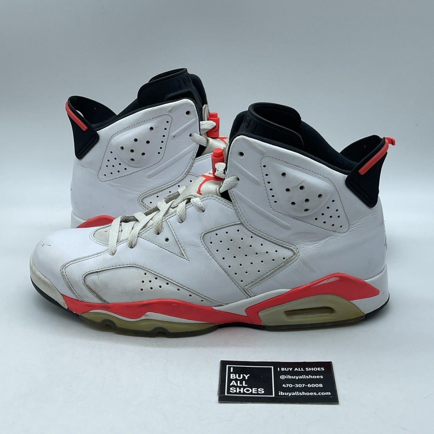 Size 13 - Air Jordan 6 Retro 2014 White Infrared Black Leather (384664-123