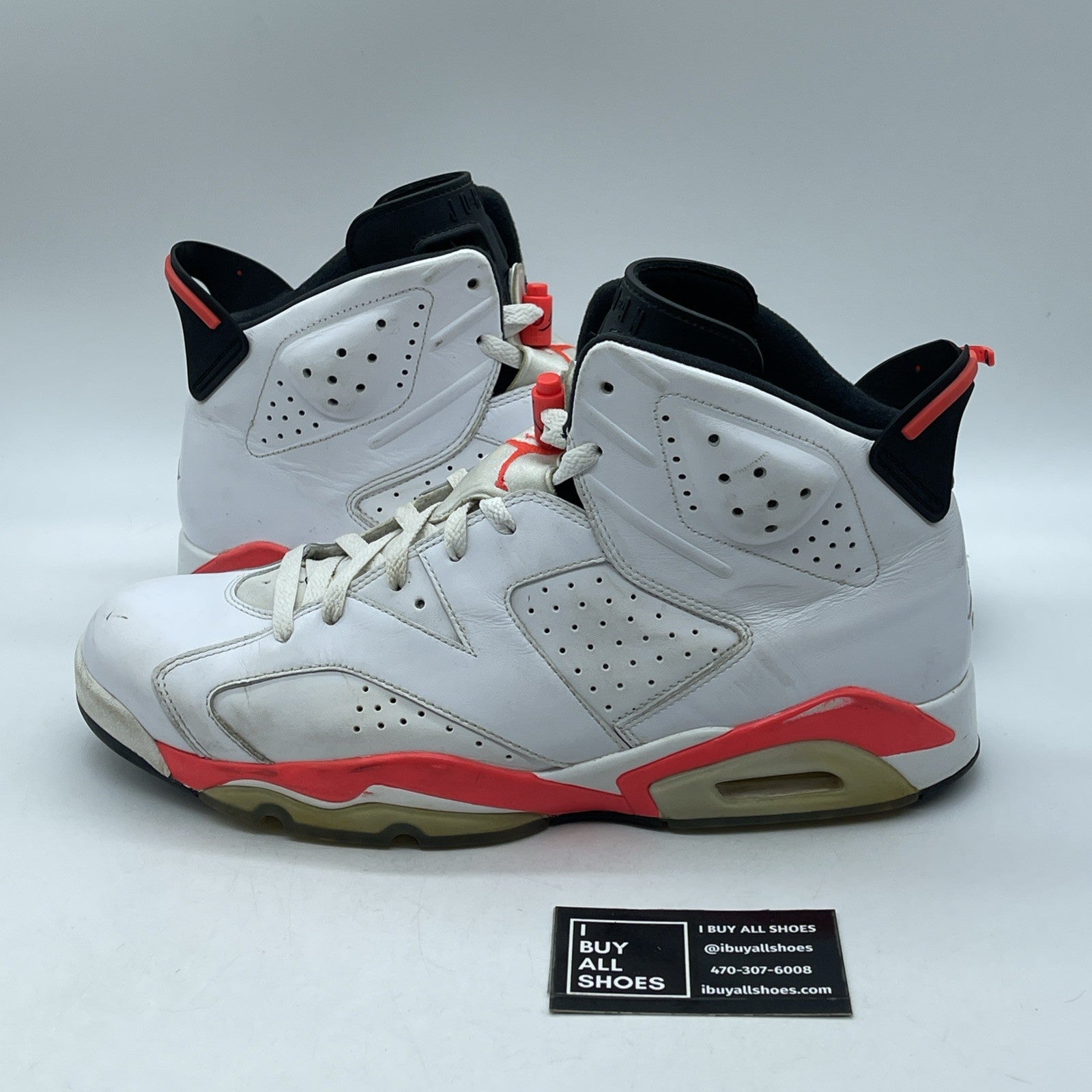 Size 13 - Air Jordan 6 Retro 2014 White Infrared Black Leather (384664-123