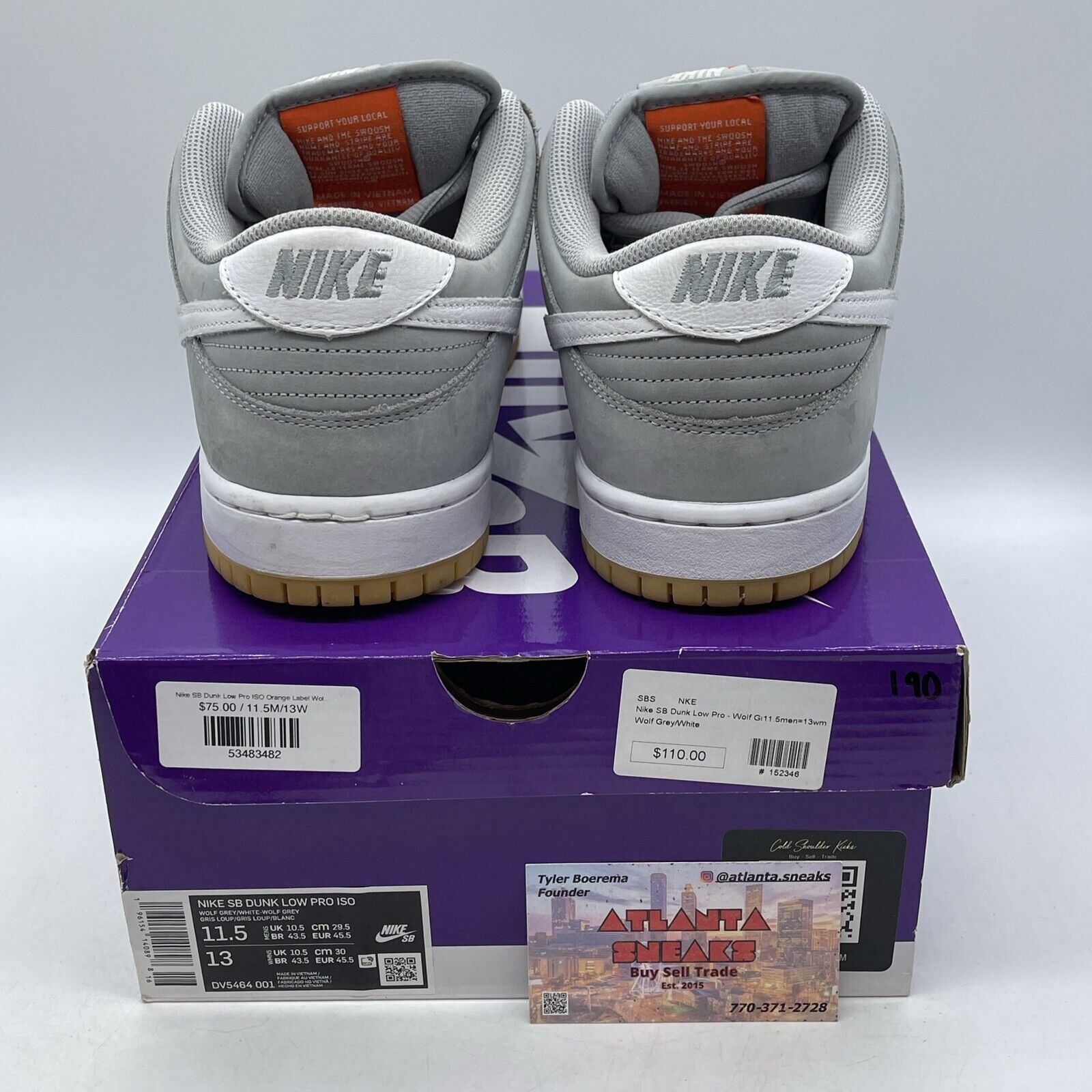 Size 11.5 - Nike SB Dunk Low Wolf Grey Gum White Brown Leather (DV5464-001)