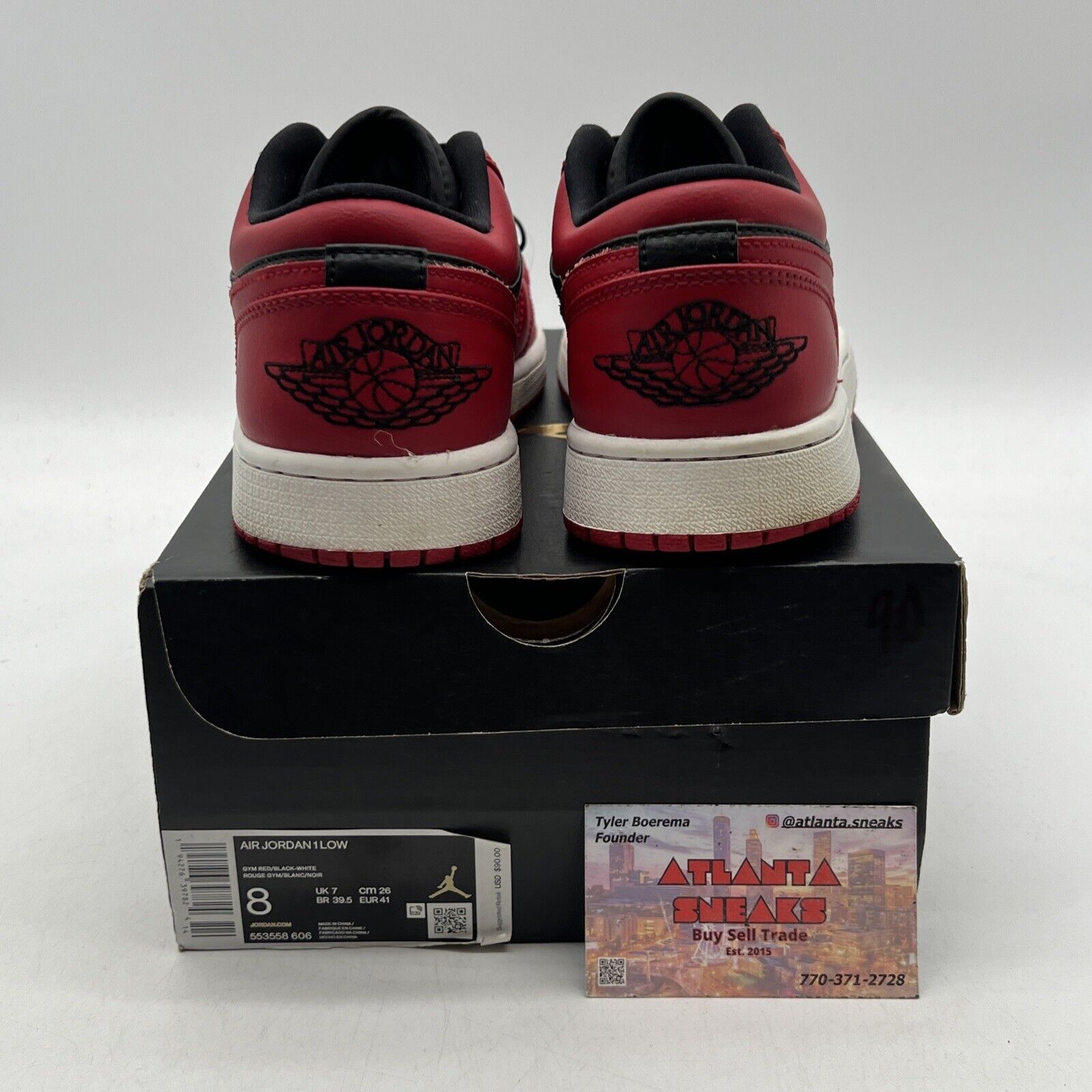 Size 8 - Air Jordan 1 Low Reverse Bred Black White Red Leather (553558-606)