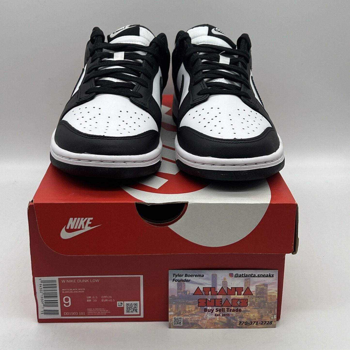 Size 9 - Nike Dunk Low Black White W Brand New Og All