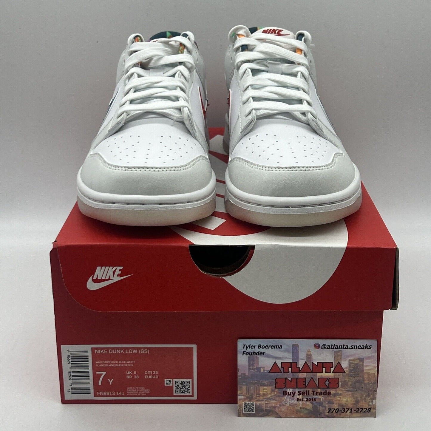 *Nike DUNK Low White Paisley multi-color Kids Shoes GS Women's FN8913-141 Og All