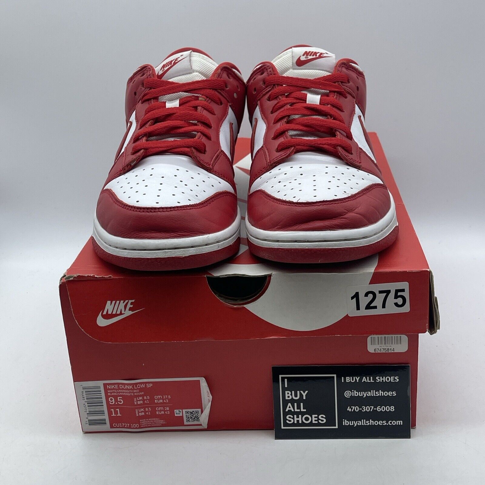 Size 9.5 - Nike Dunk Low Retro St John Red White Suede Leather (CU1726-100)