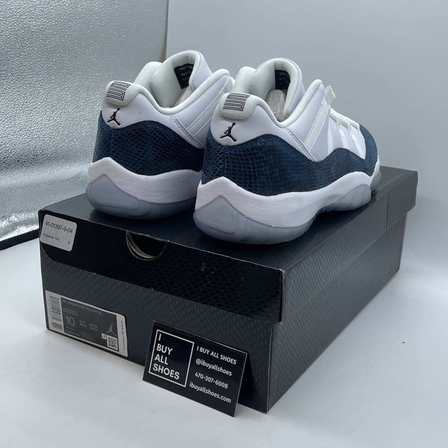 Size 10 - Jordan 11 Retro Low Snakeskin Blue Suede Leather (CD6846-102)
